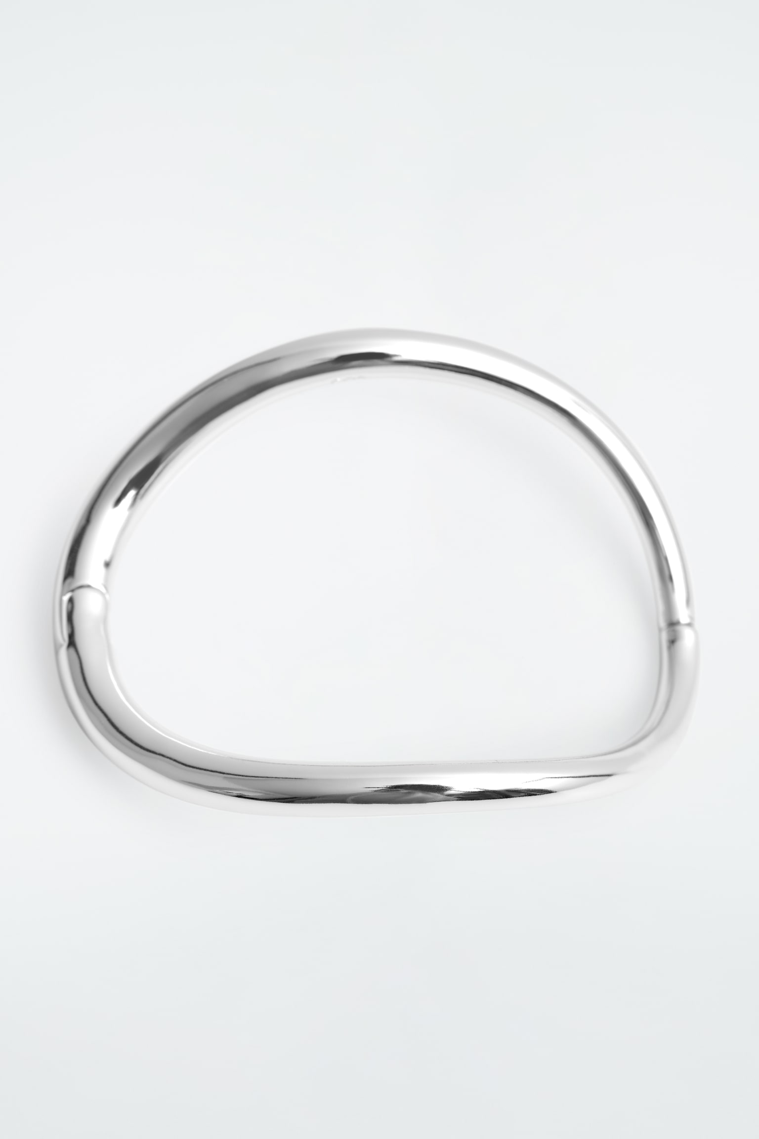 CURVED HINGED BANGLE - SILVER - 3