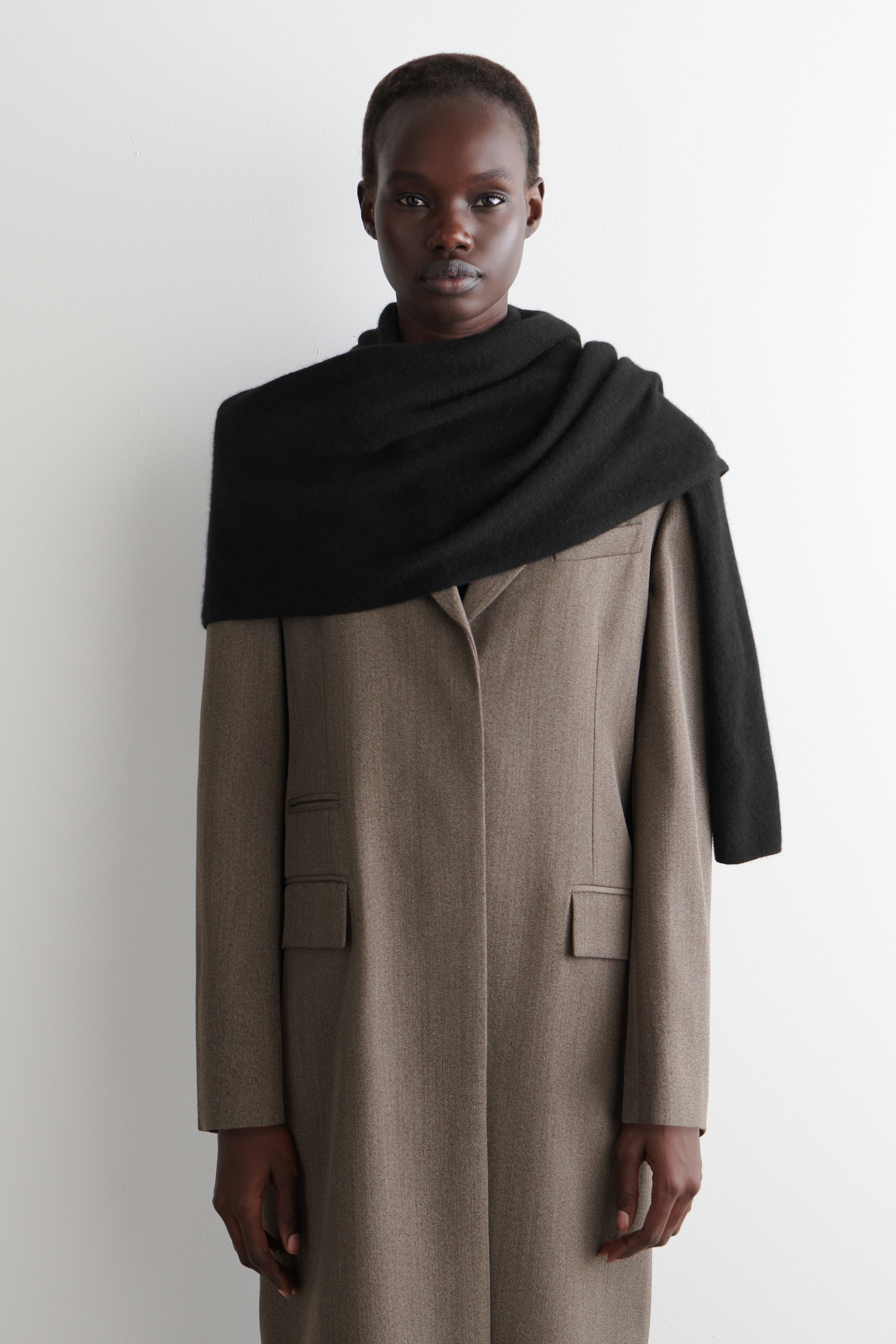 CASHMERE SCARF - BLACK/DARK GREY