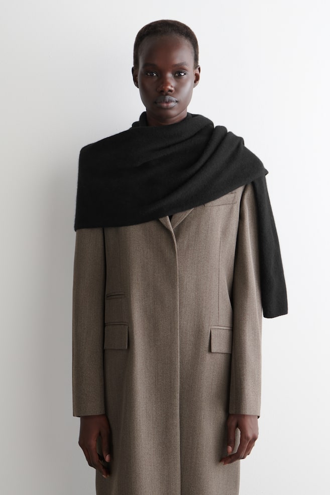 CASHMERE SCARF - BLACK/DARK GREY/DARK GREY - 1