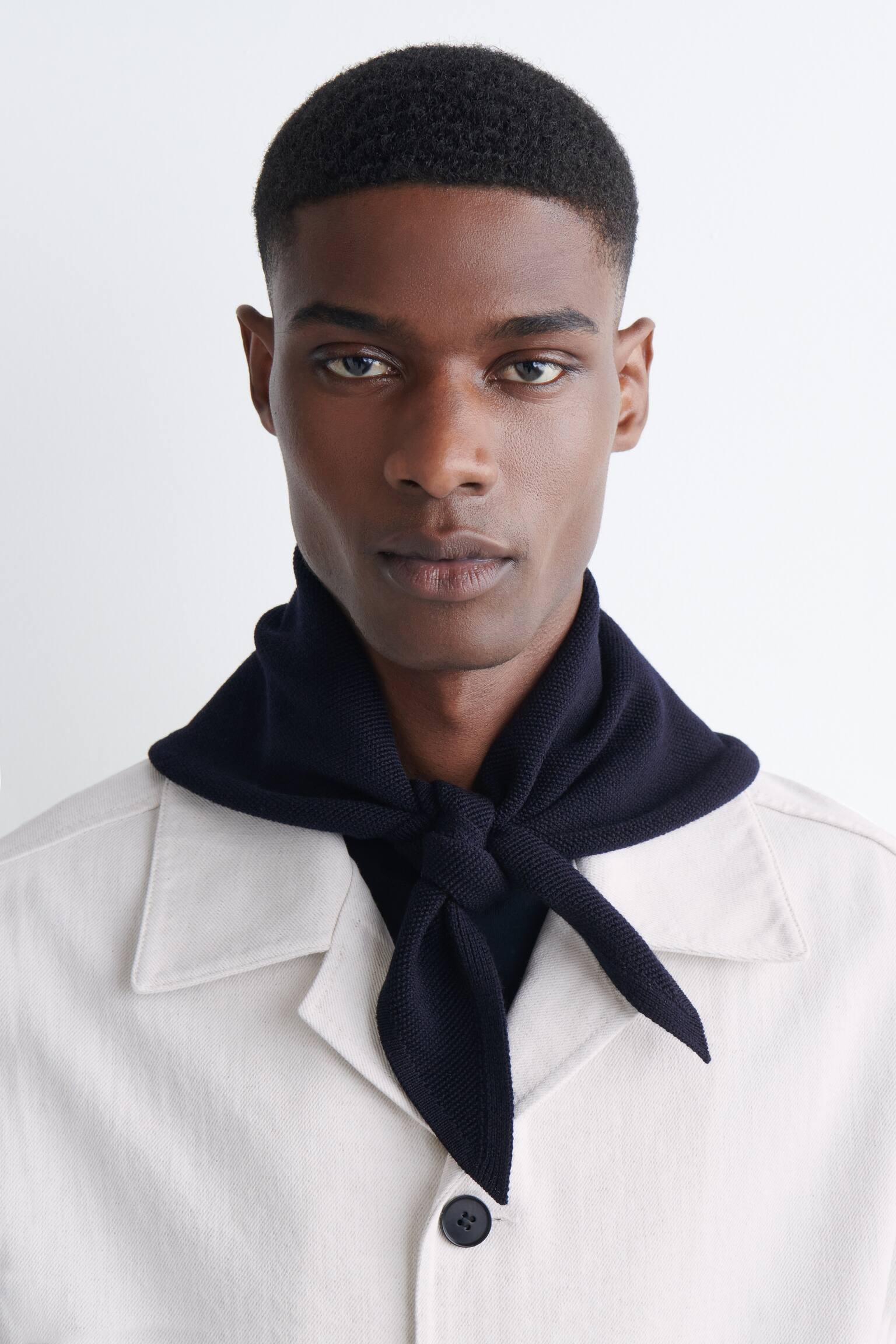 TEXTURED MERINO WOOL SCARF - כחול נייבי - 2