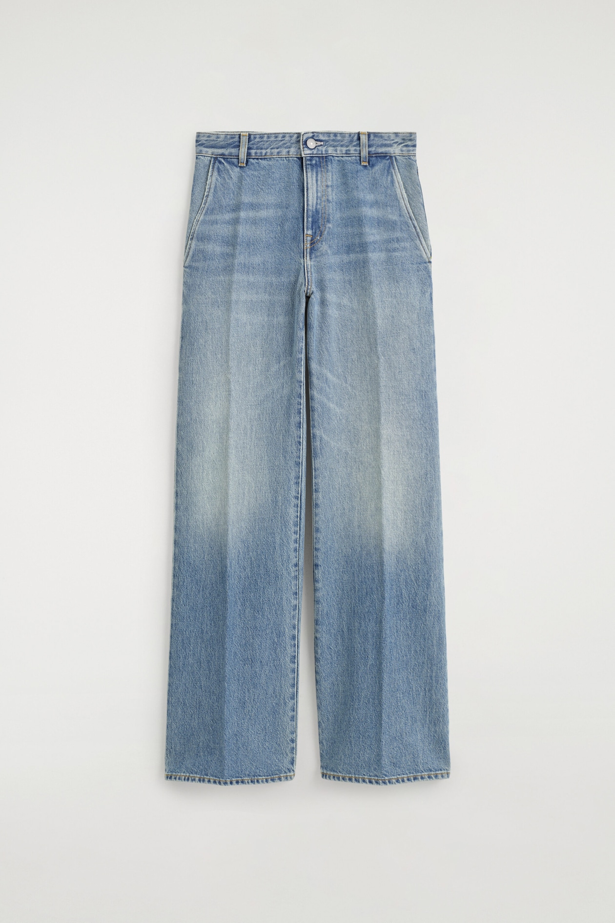 DENIM WIDE-LEG PANTS — BLUE