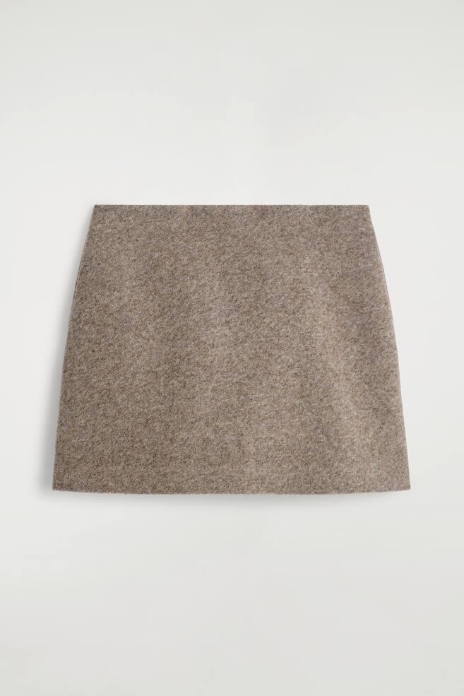 MINIROCK AUS GEKOCHTEM WOLL-MIX - BEIGE MELIERT - 1