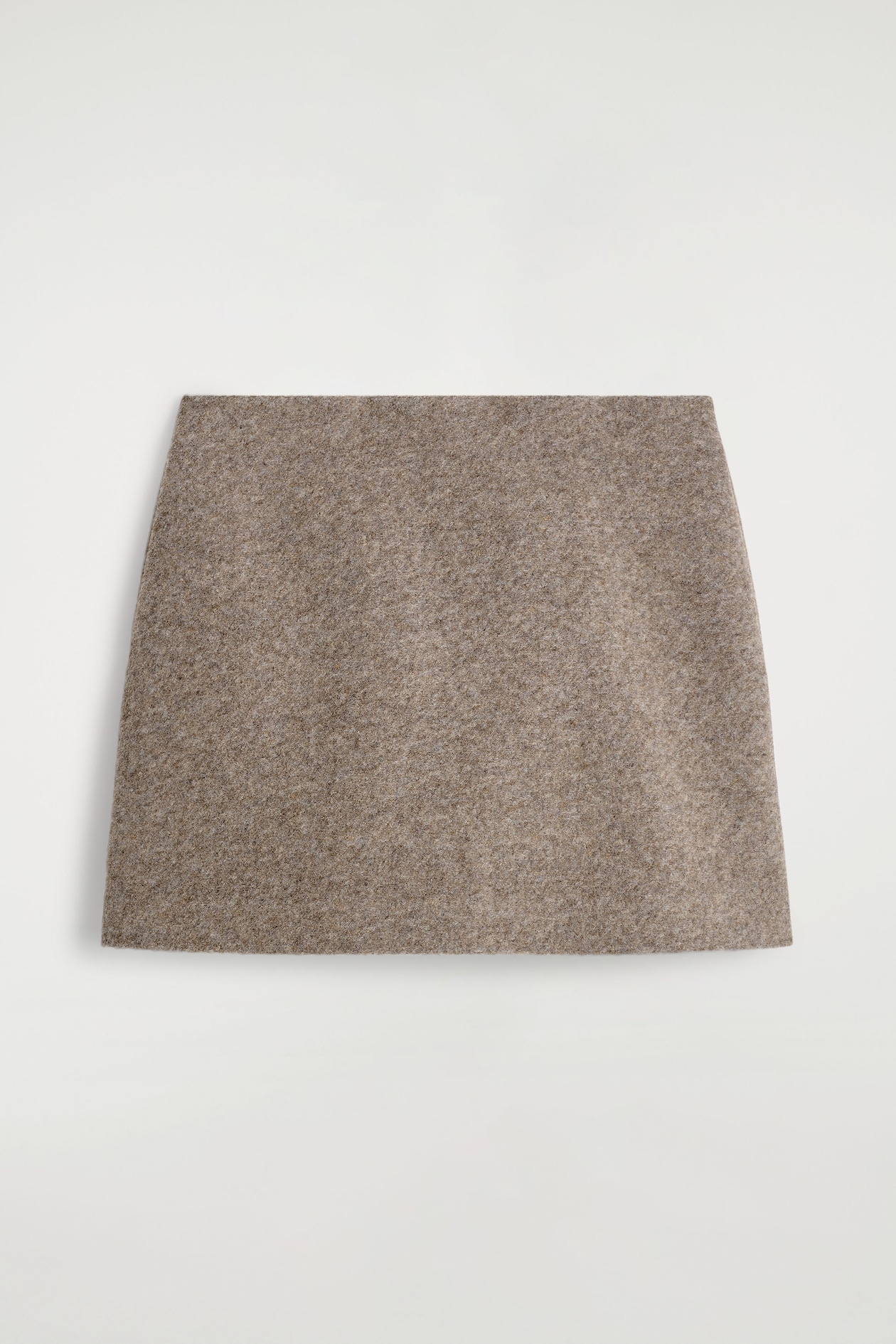 BOILED WOOL-BLEND MINI SKIRT — BEIGE MÉLANGE