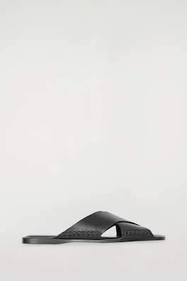 CROSSOVER LEATHER SANDALS — BLACK 3