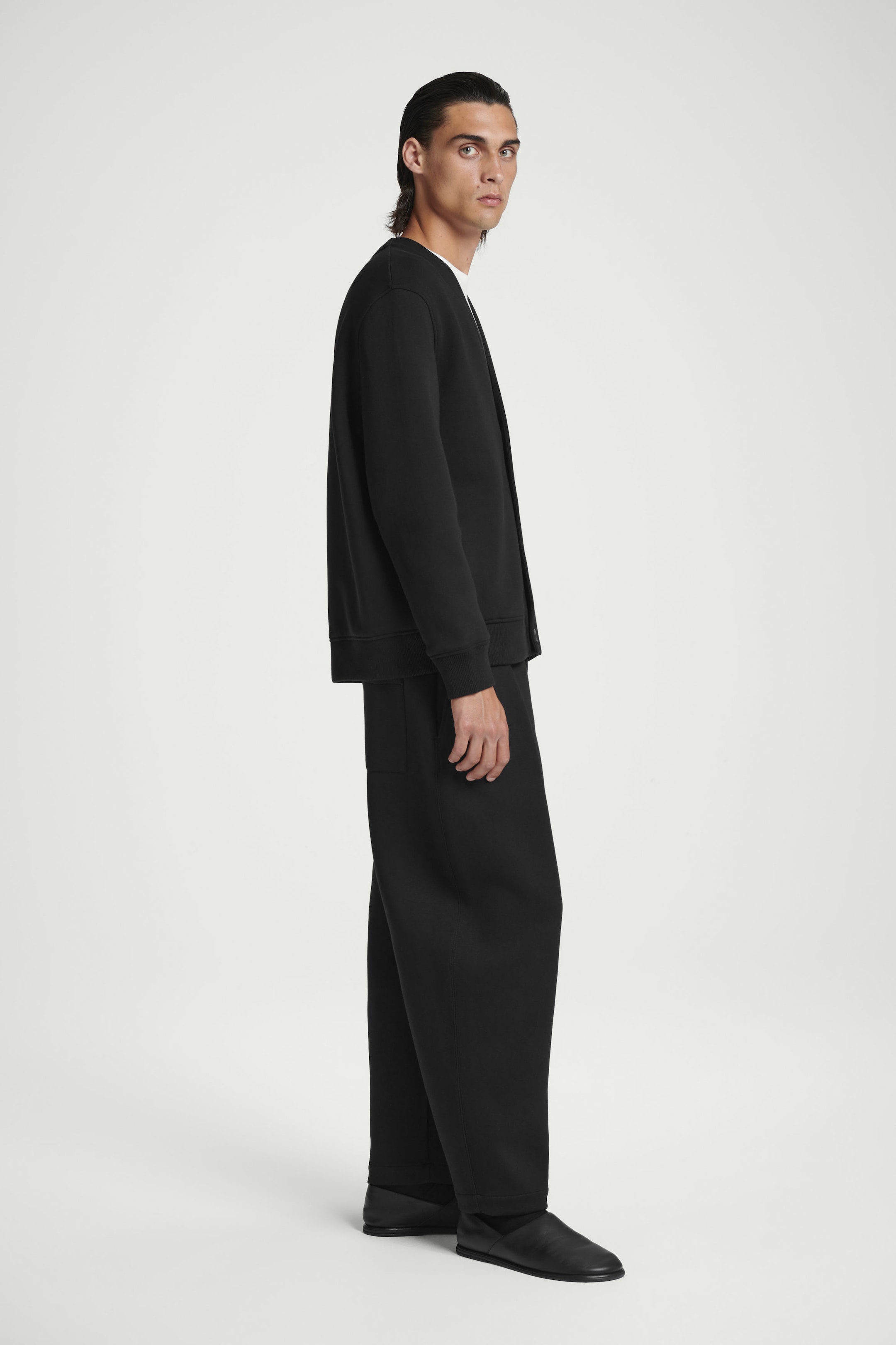 SCUBA-JERSEY BARREL-LEG PANTS