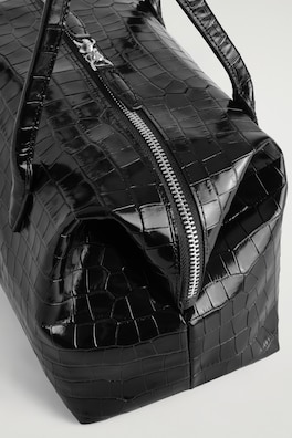 MONTMARTRE BOWLING BAG - CROC-EFFECT LEATHER — BLACK 4