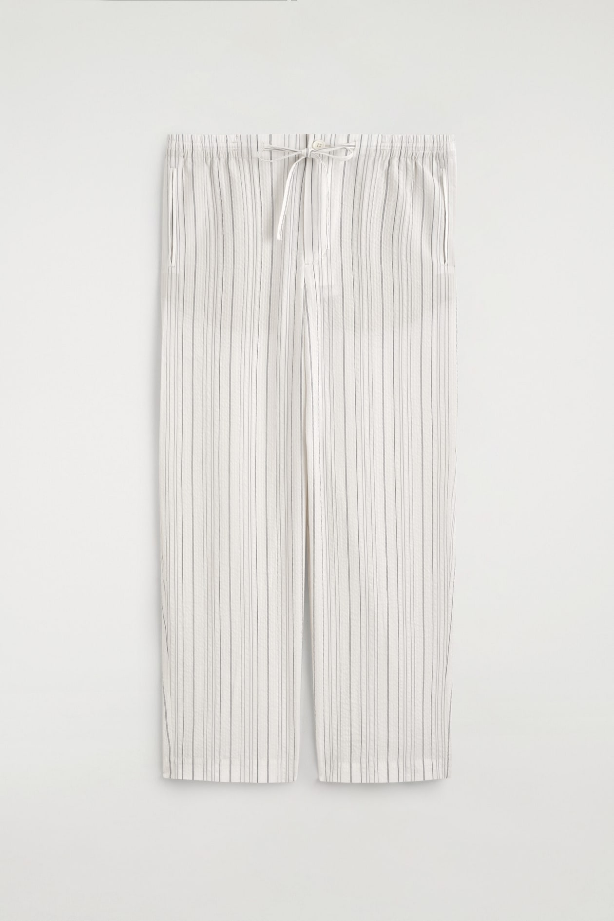 PANTALONI IN SEERSUCKER A GAMBA DRITTA RILASSATA