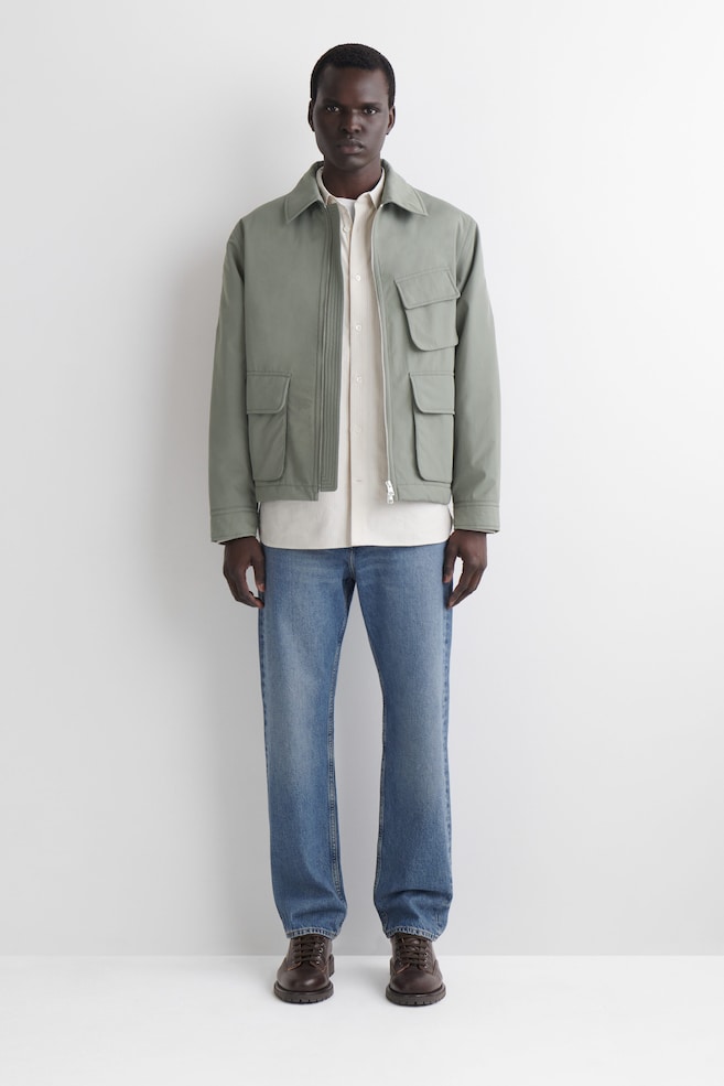 PADDED NYLON UTILITY JACKET — SAGE GREEN