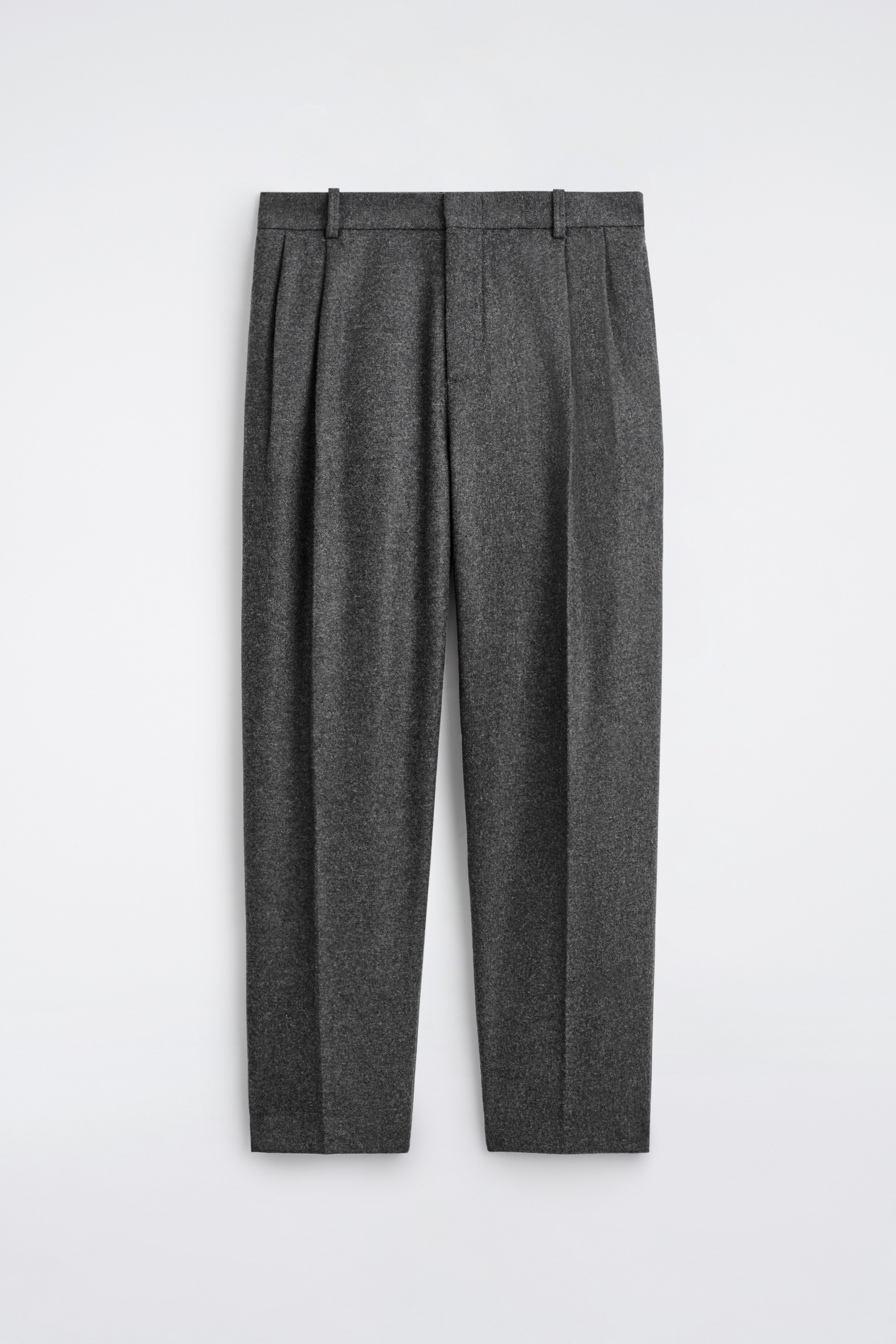 PLEATED WOOL STRAIGHT-LEG TROUSERS - GRIS ANTHRACITE CHINÉ/GRIS / CARREAUX