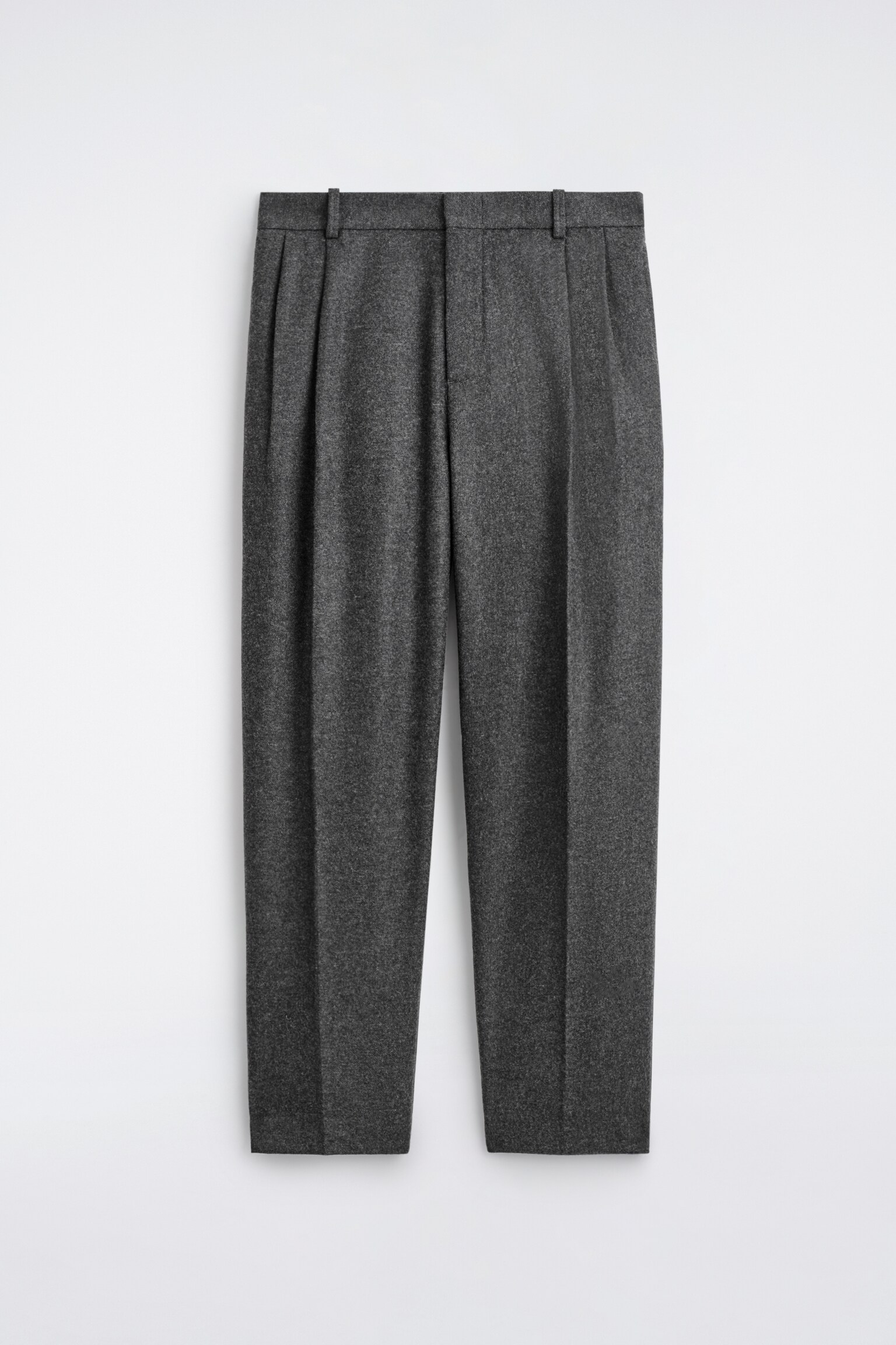 PLEATED WOOL STRAIGHT-LEG TROUSERS - GRIS MARENGO JASPEADO/GRIS/A CUADROS - 2