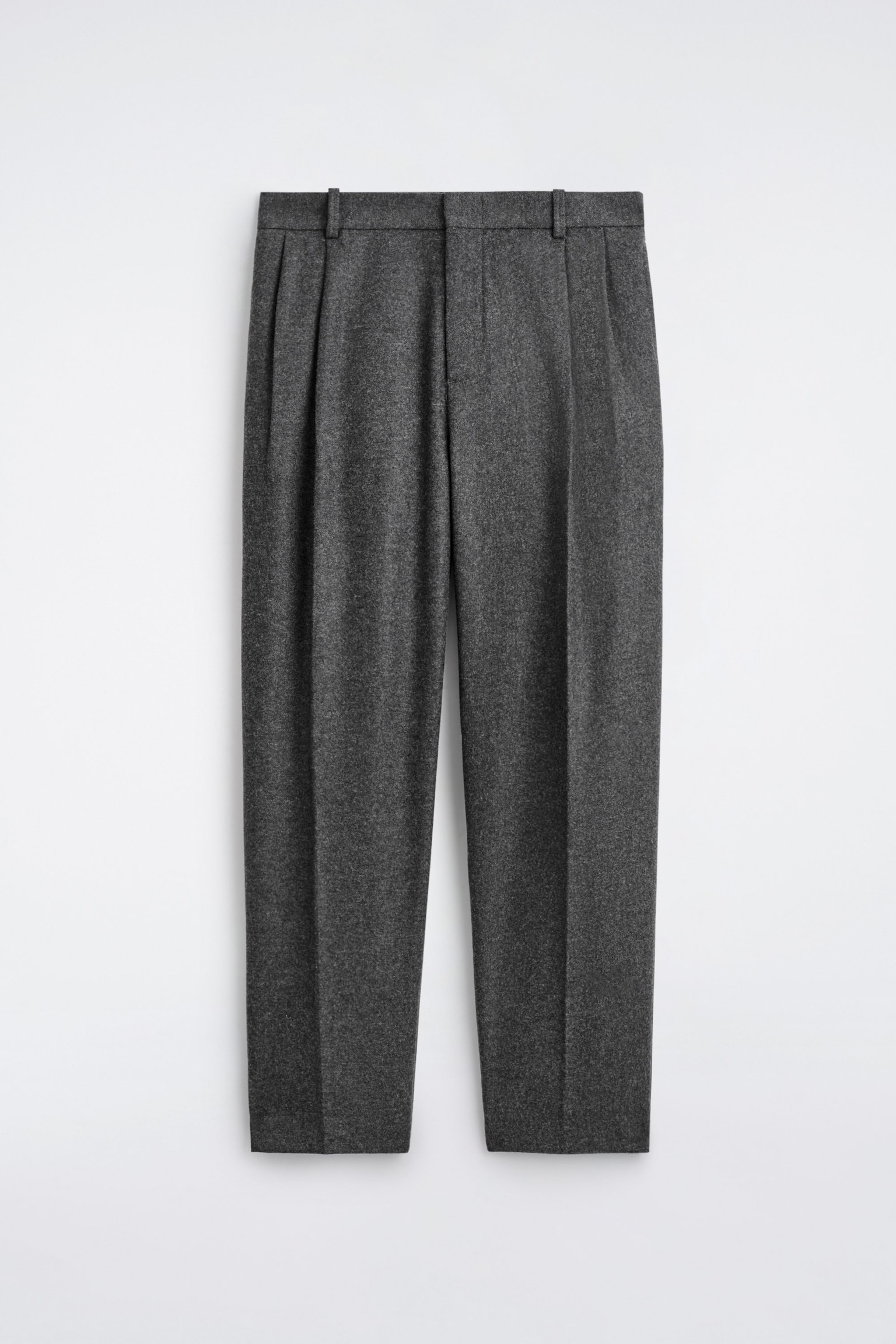 PLEATED WOOL STRAIGHT-LEG TROUSERS