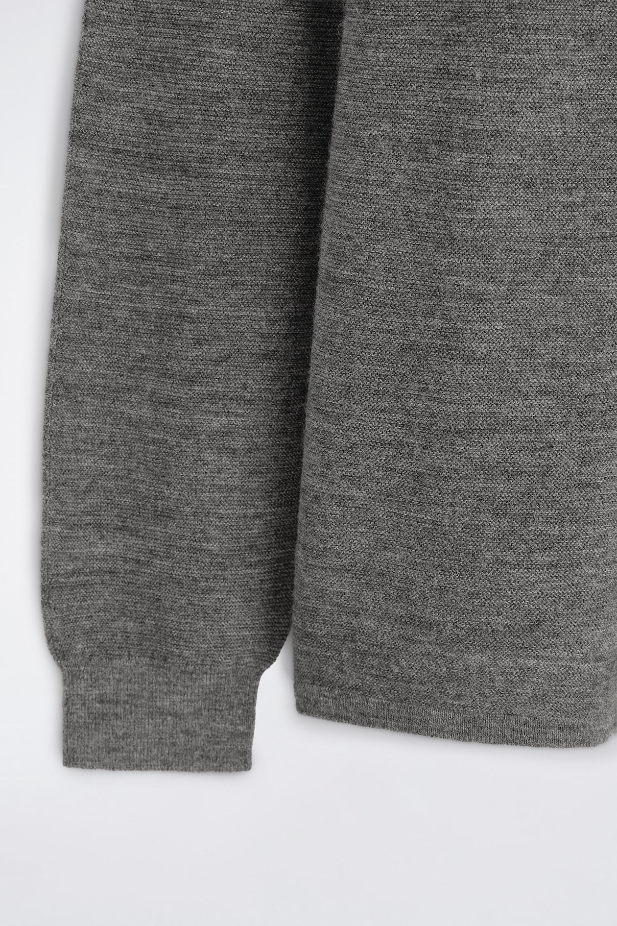 WOOL MOCK-NECK SWEATER — GRAY