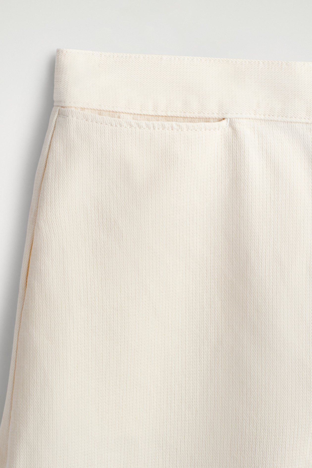 CROPPED WIDE-LEG DENIM PANTS — ECRU
