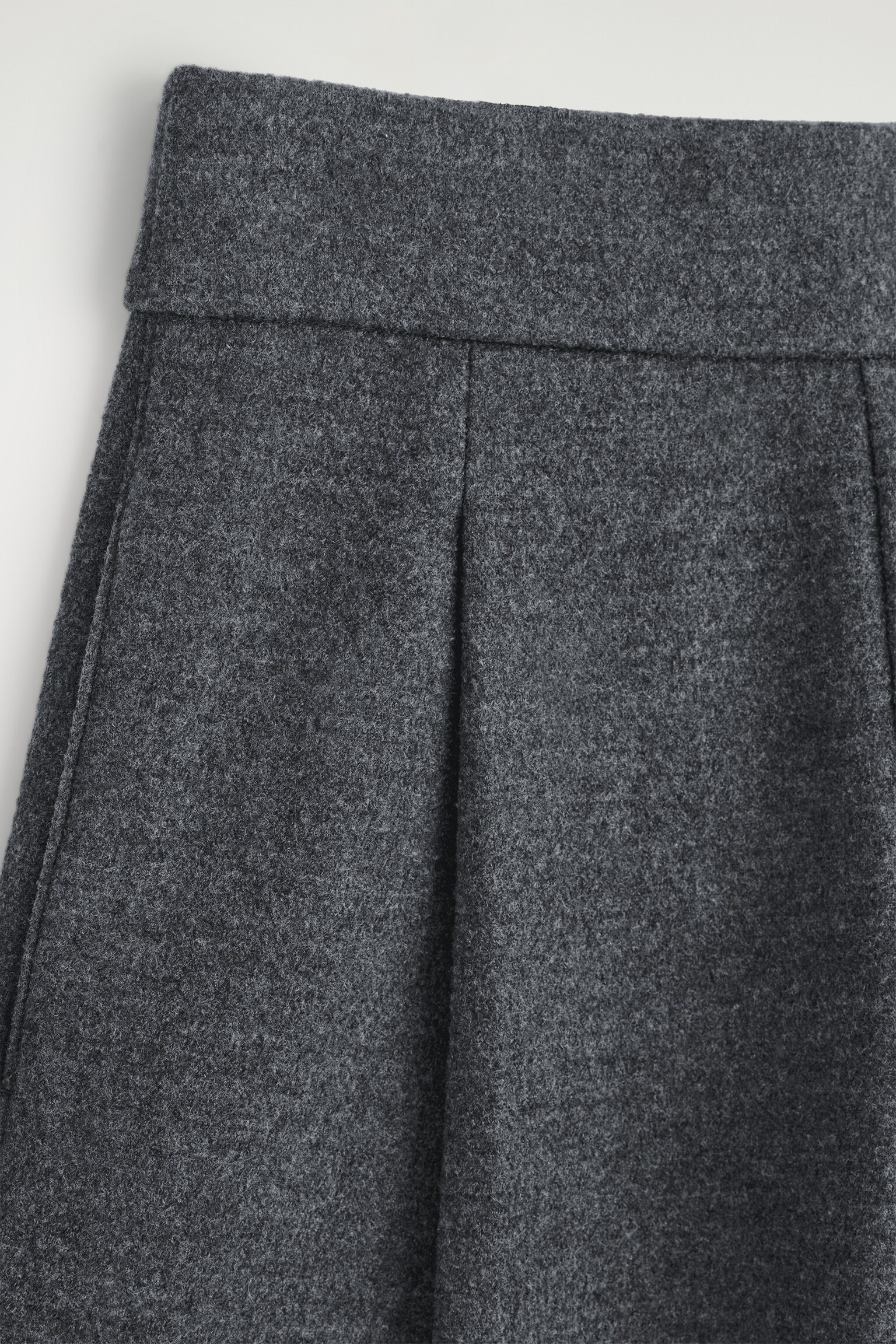 PANTALON BARREL EN LAINE BOUILLIE - GRIS FONCÉ CHINÉ/BLEU MARINE - 4