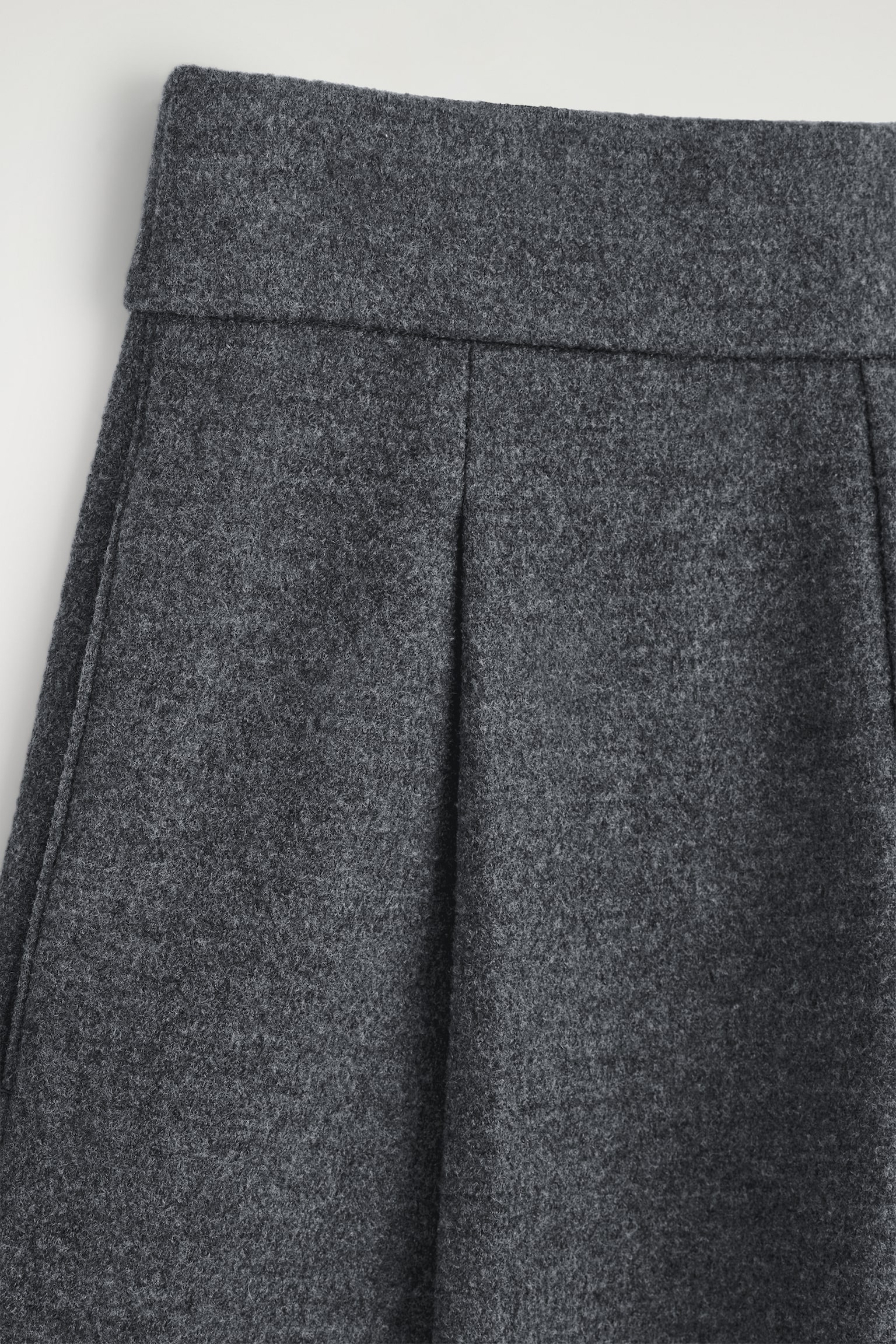 PANTALON BARREL EN LAINE BOUILLIE - GRIS FONCÉ CHINÉ/BLEU MARINE - 6