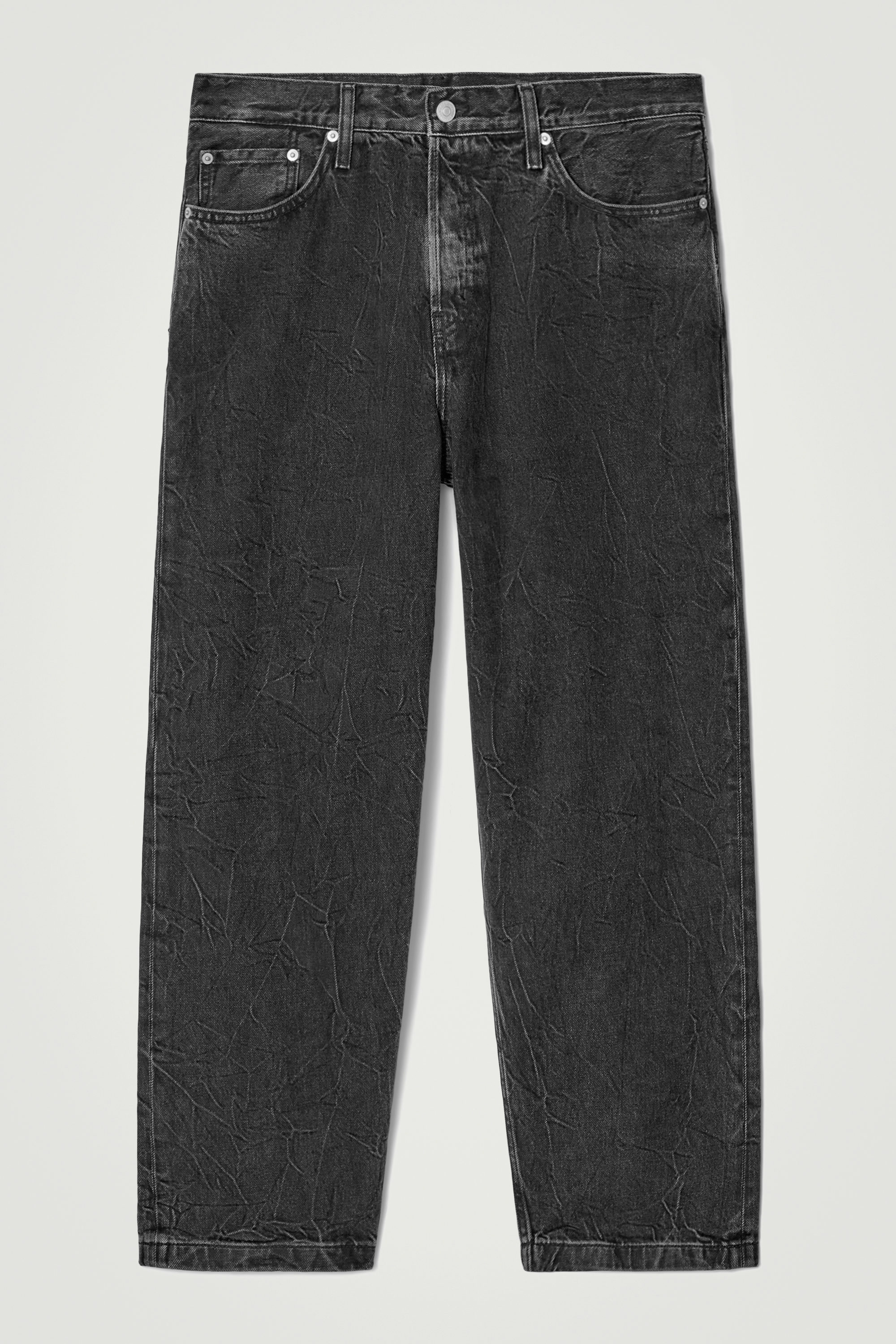 DOME STRAIGHT-LEG JEANS - CRINKLED BLACK | COS