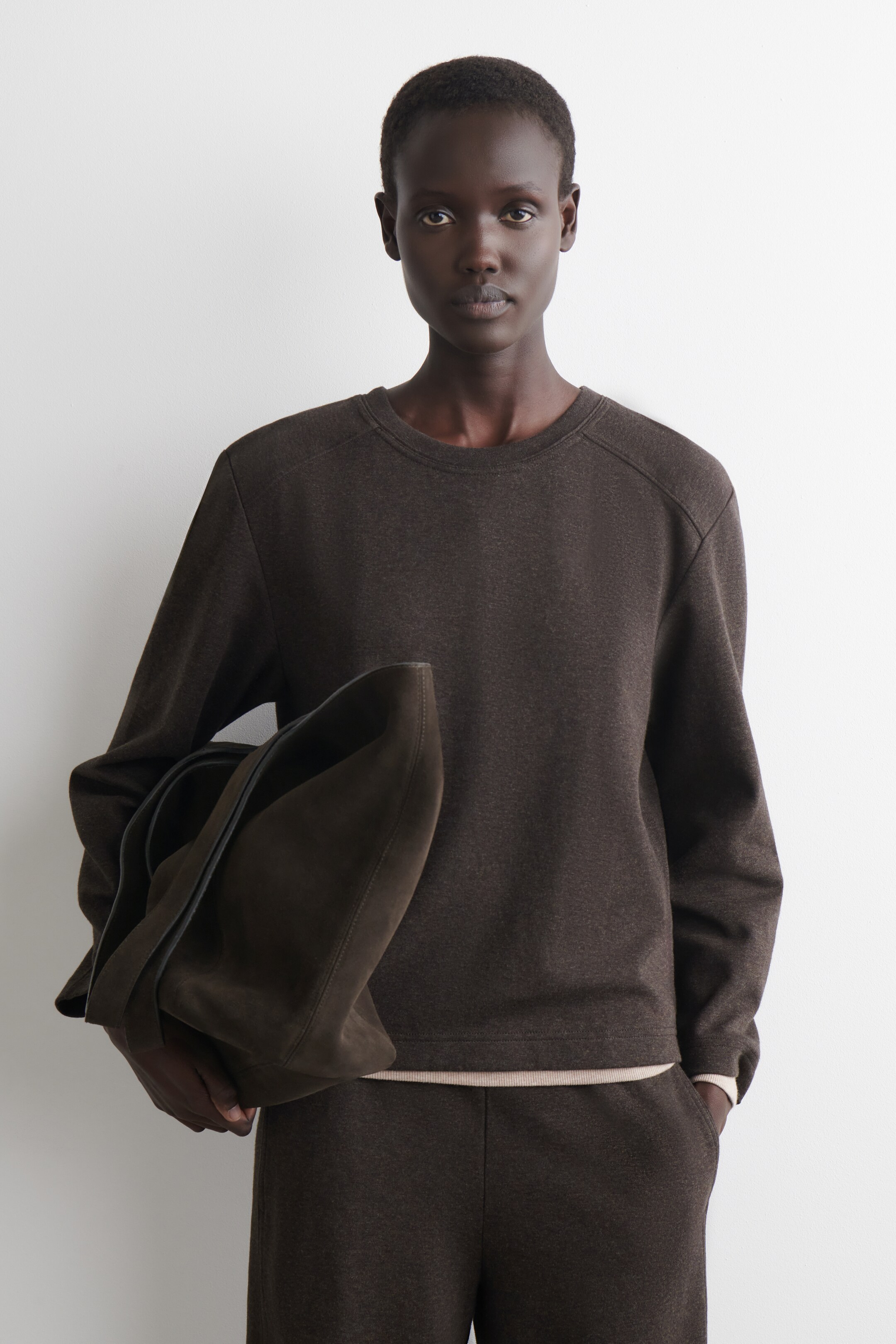 View larger image: COTTON LONG-SLEEVED TOP - DARK BROWN - Ladies | H&M GB 1