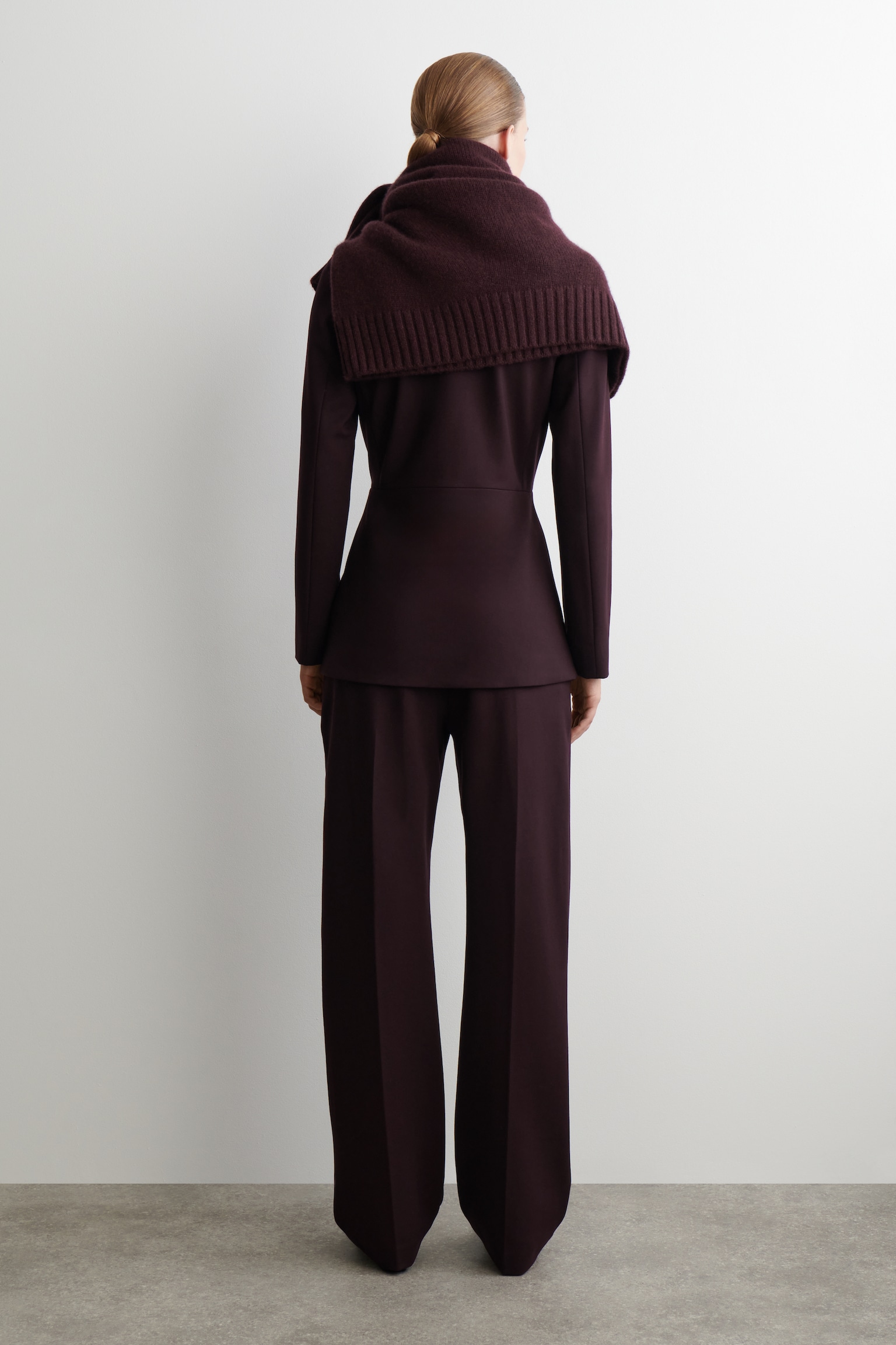 TAILORED STRAIGHT-LEG TROUSERS - BURGUNDY/BLACK - 5