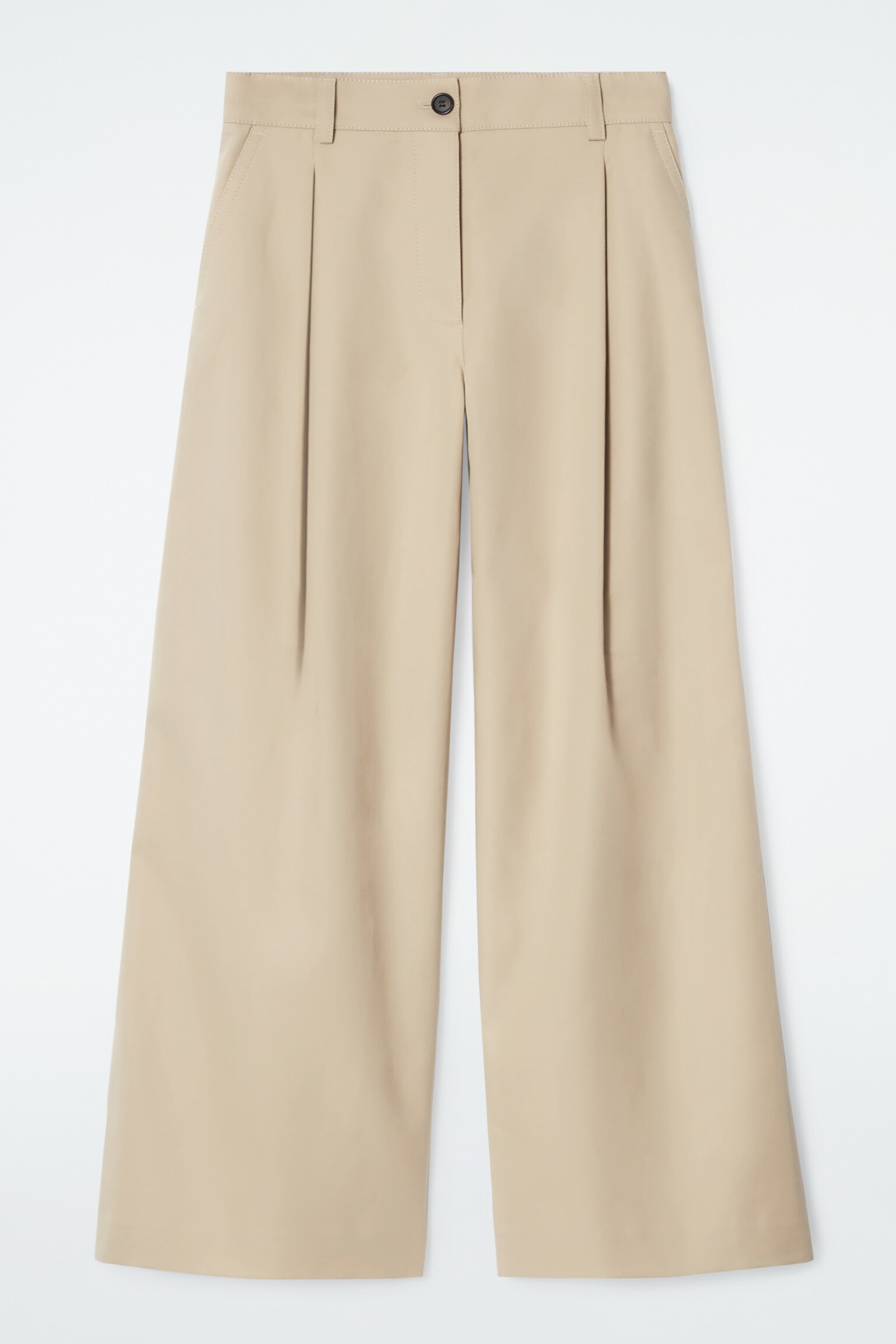 WIDE-LEG COTTON TROUSERS - BEIGE