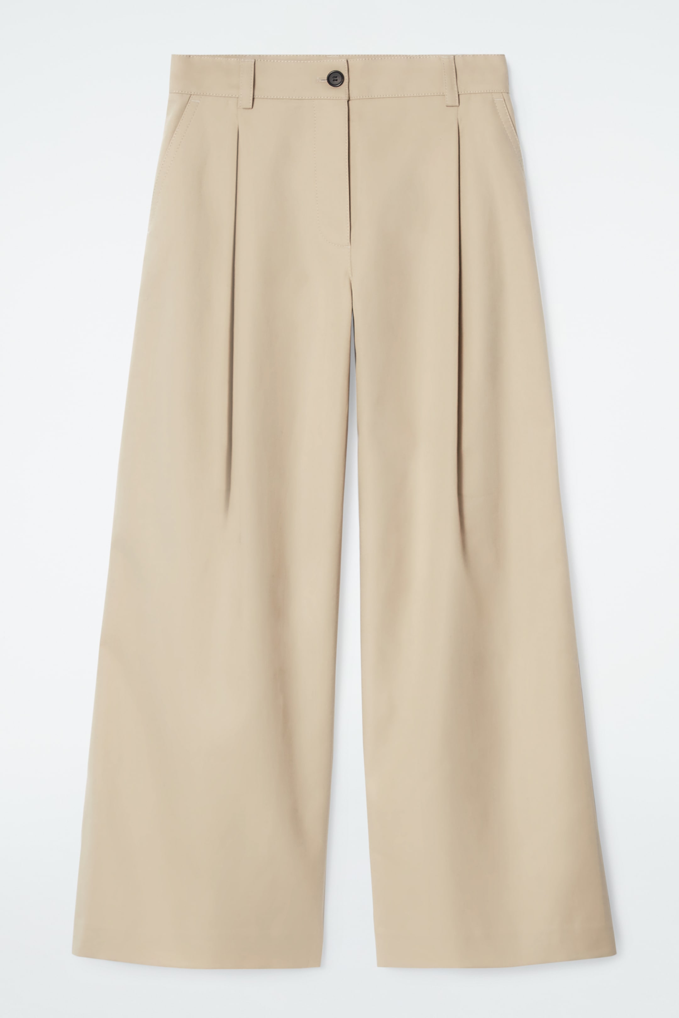 View larger image: WIDE-LEG COTTON TROUSERS - BEIGE - Ladies | H&M GB 1