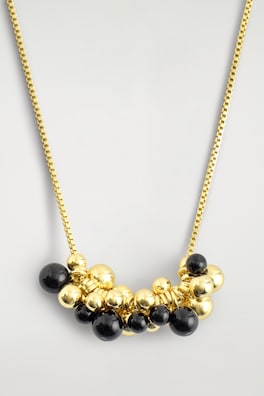 CLUSTERED BEADED NECKLACE — GOLD 2