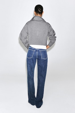 MOCK-NECK HALF-ZIP KNITTED SWEATER — GRAY MÉLANGE 5