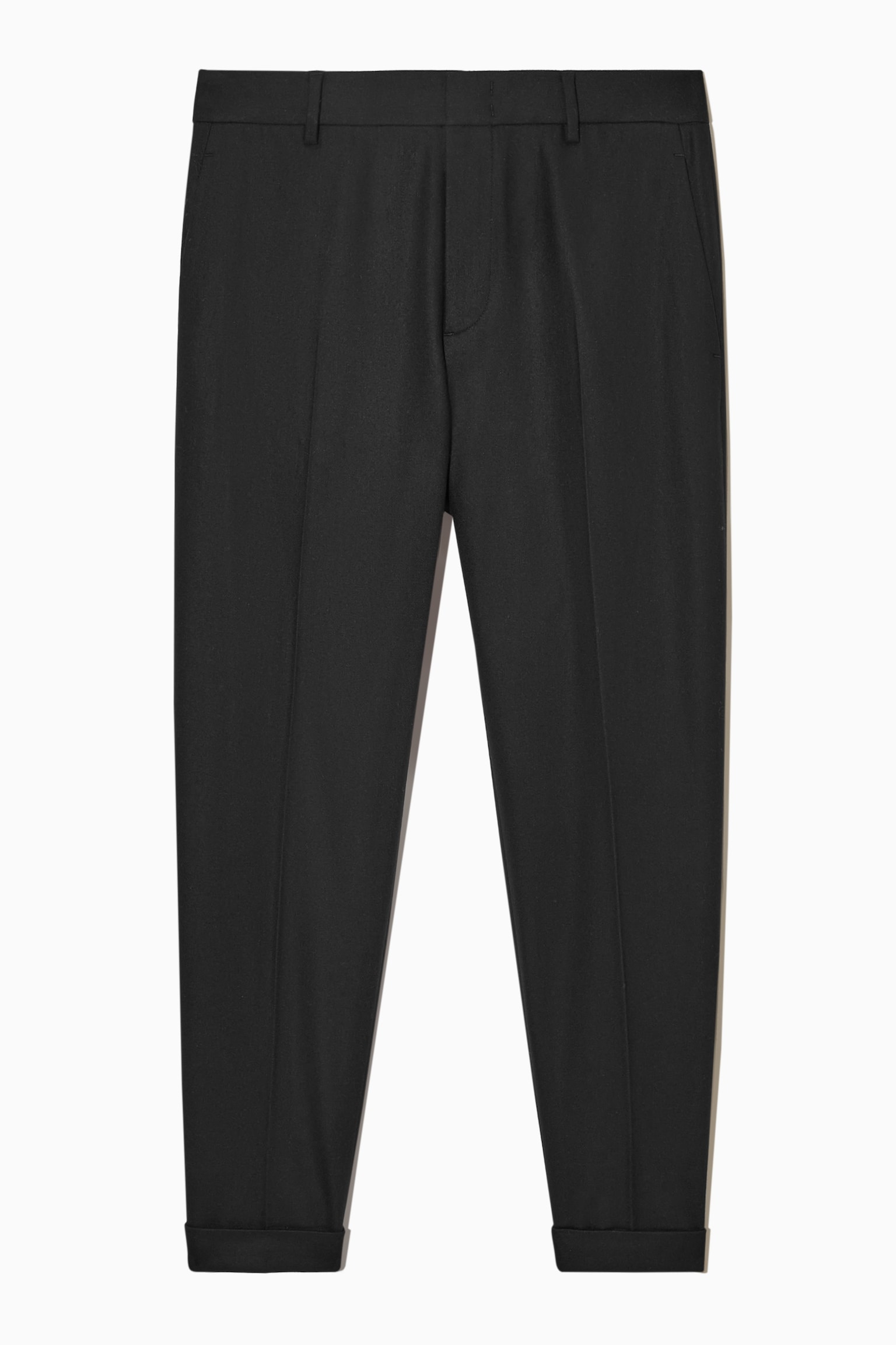 TURN-UP TAPERED WOOL TROUSERS - BLACK/NAVY