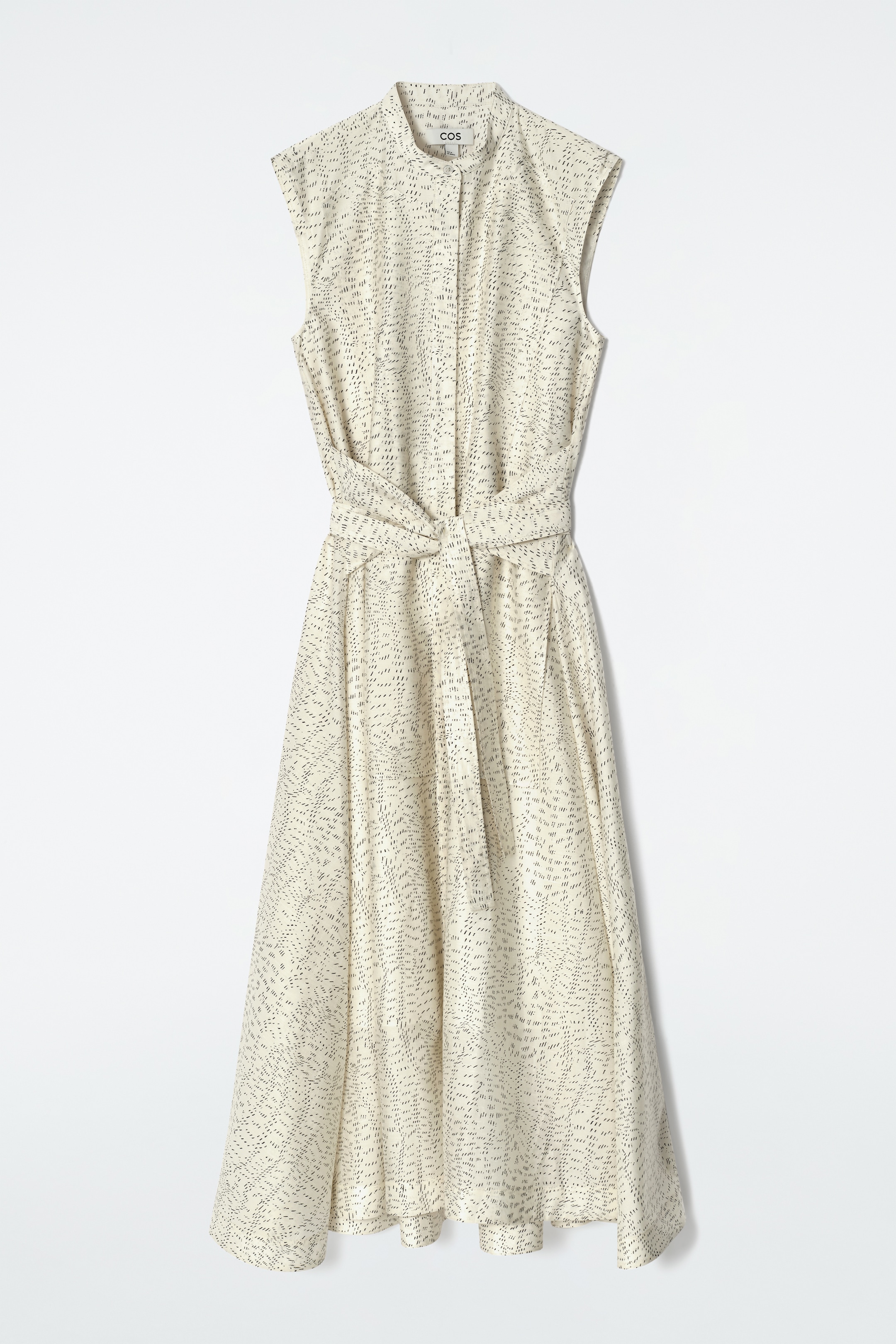 Grotere afbeelding bekijken: Gedrukte vloeiende midi-jurk met strikceintuur - Champagne / Gedrukt - DAMES | H&M BE 6