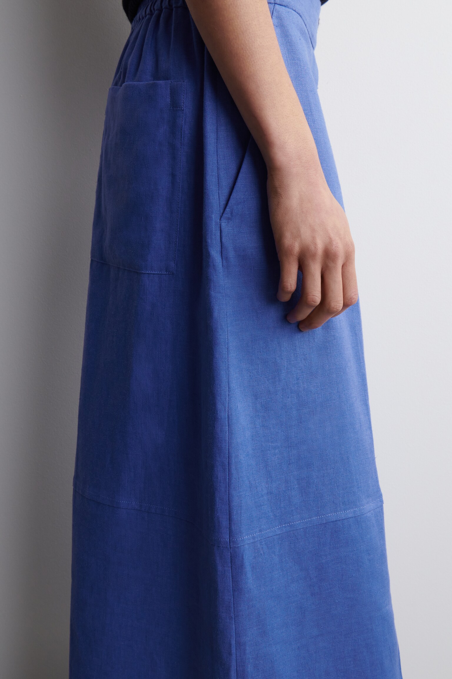 JUPE-CULOTTE EN LIN - BLEU/NOIR - 6