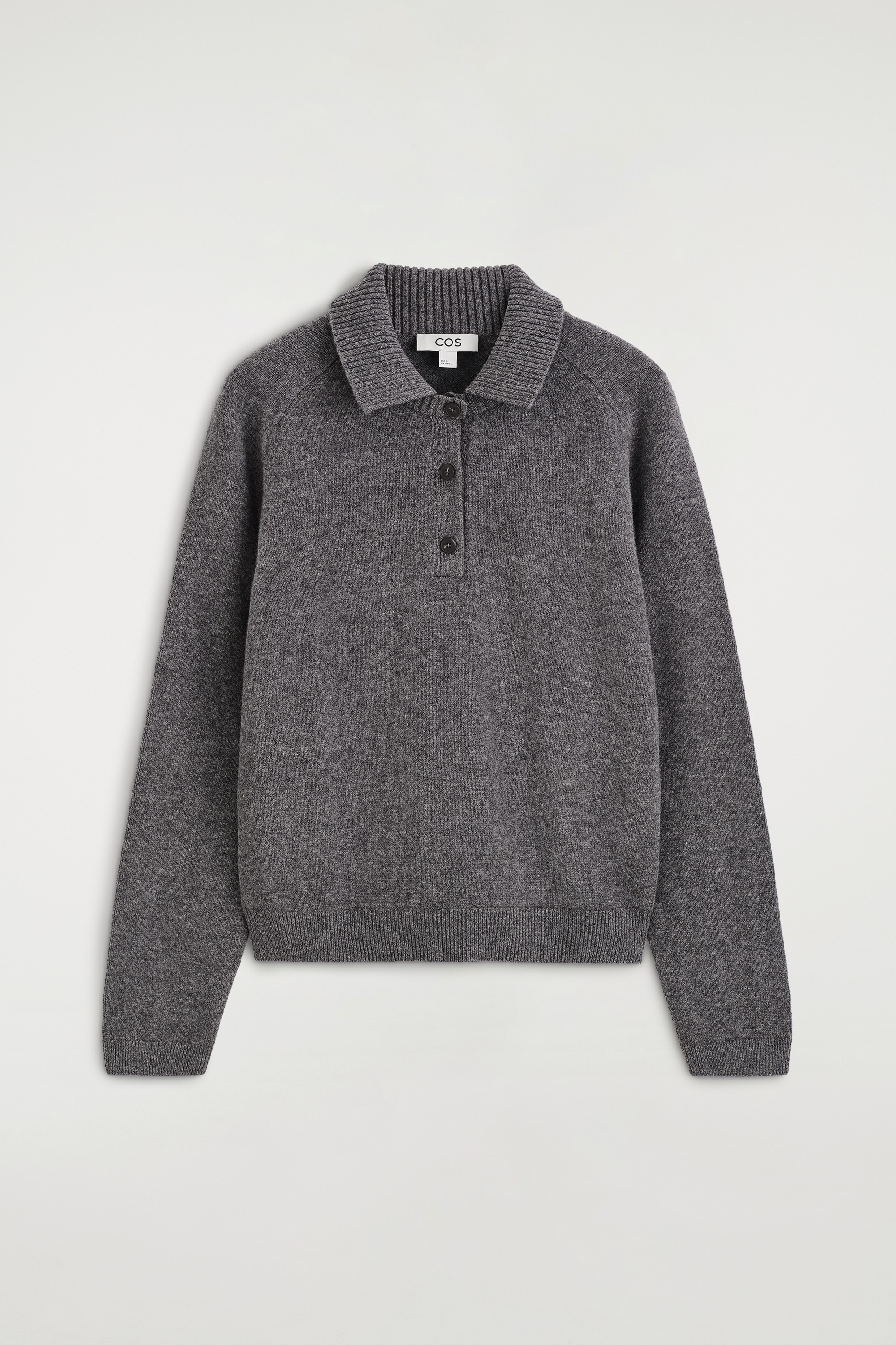 MERINO WOOL POLO SHIRT - GREY MÉLANGE/RED
