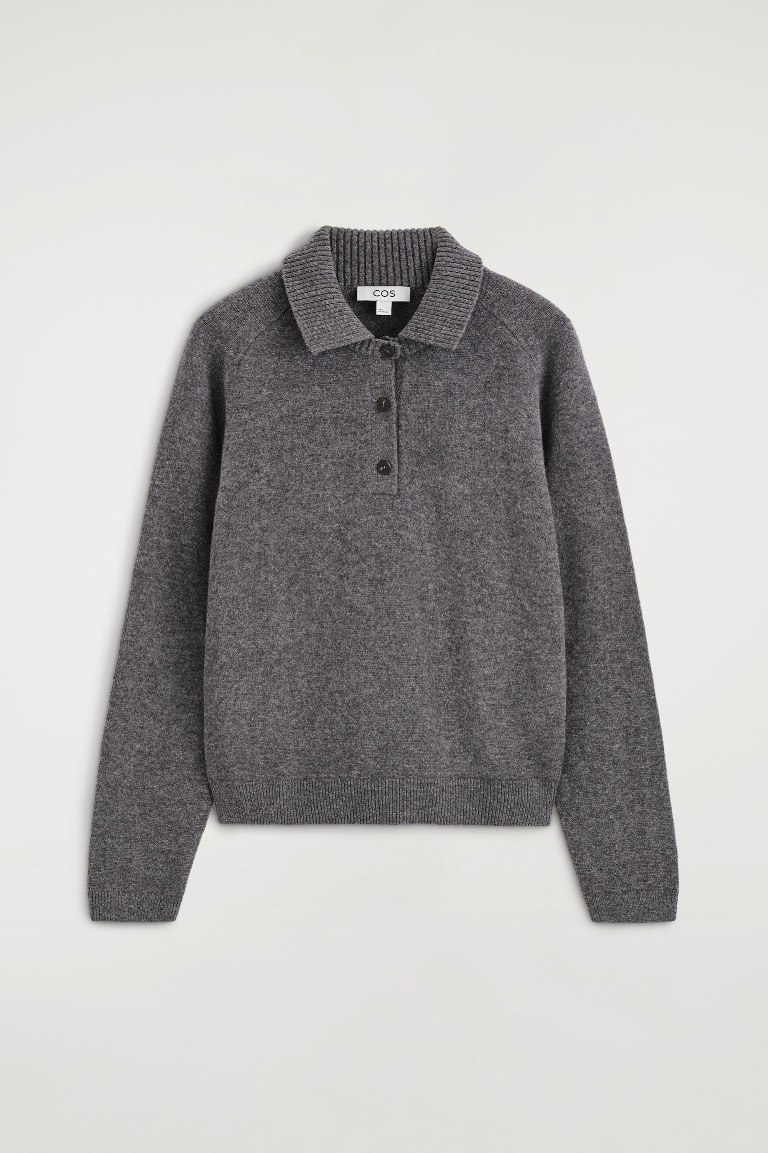 MERINO WOOL POLO SHIRT - אפור מלנג'/אדום - 1
