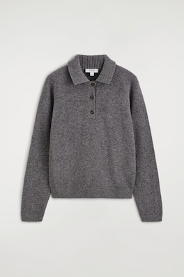 MERINO WOOL POLO SHIRT — GREY MÉLANGE 9