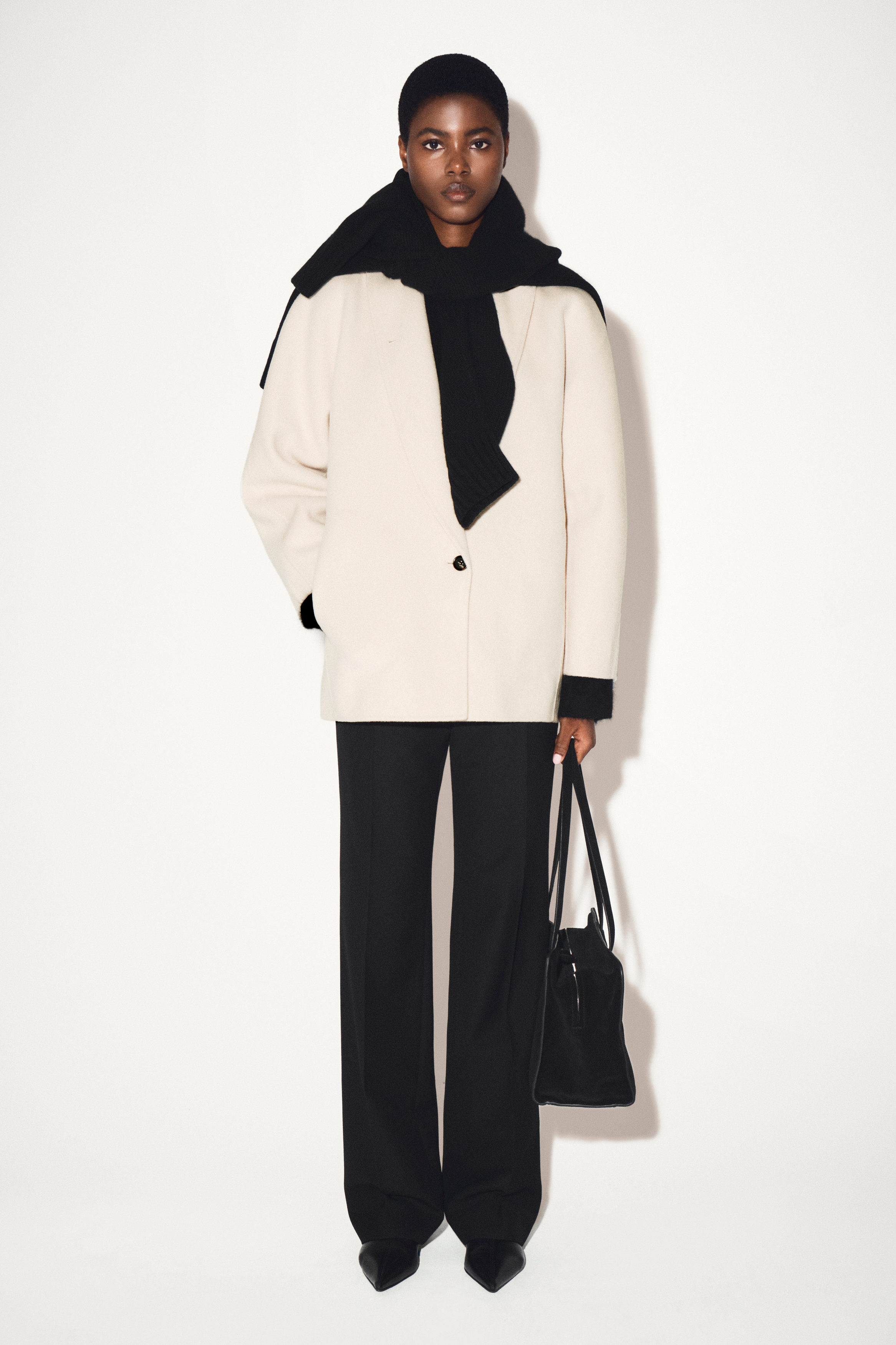 DOUBLE-FACED WOOL PEA JACKET - IVORY | COS