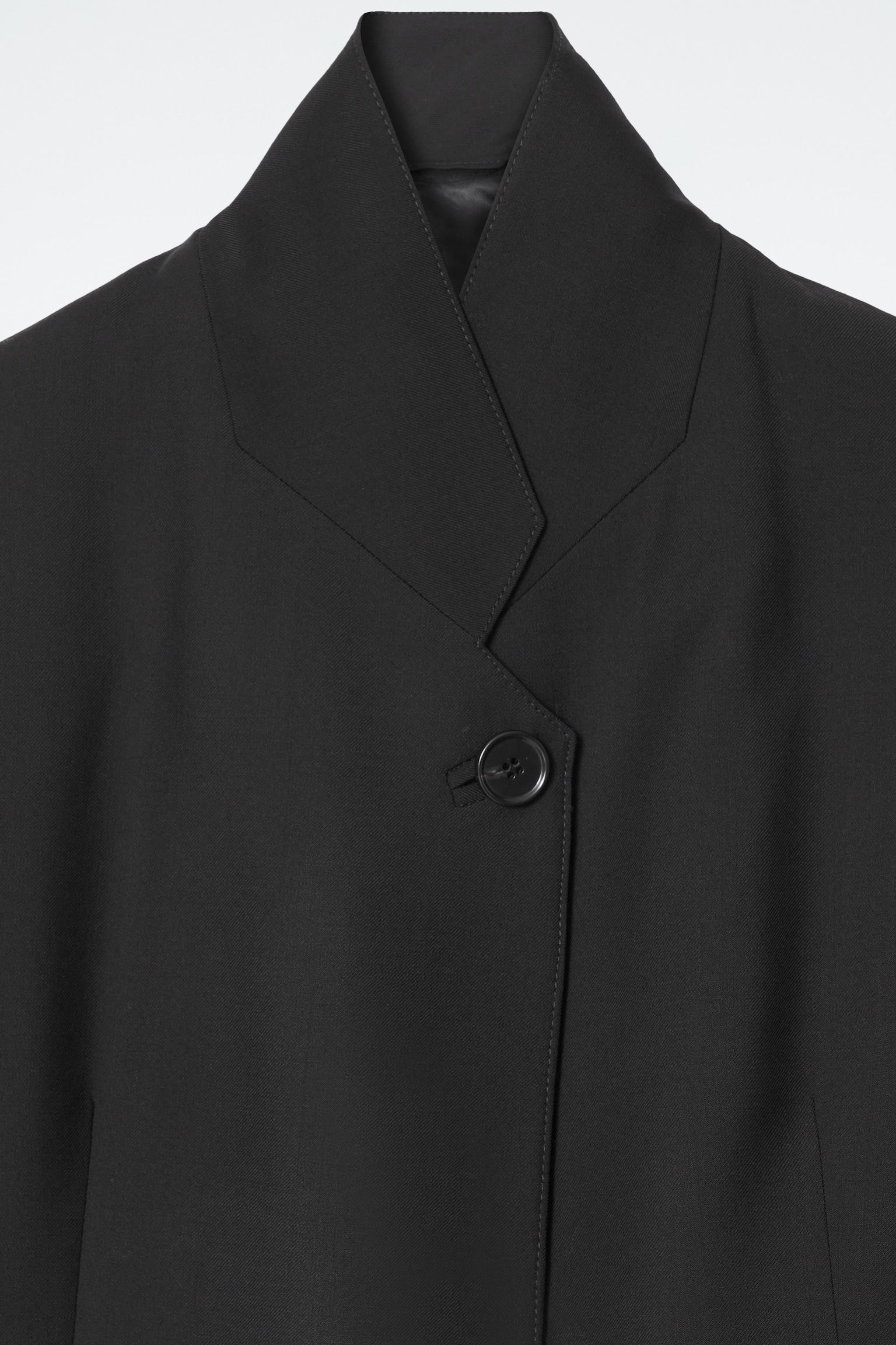 STAND-COLLAR WOOL BLAZER - BLACK - 2