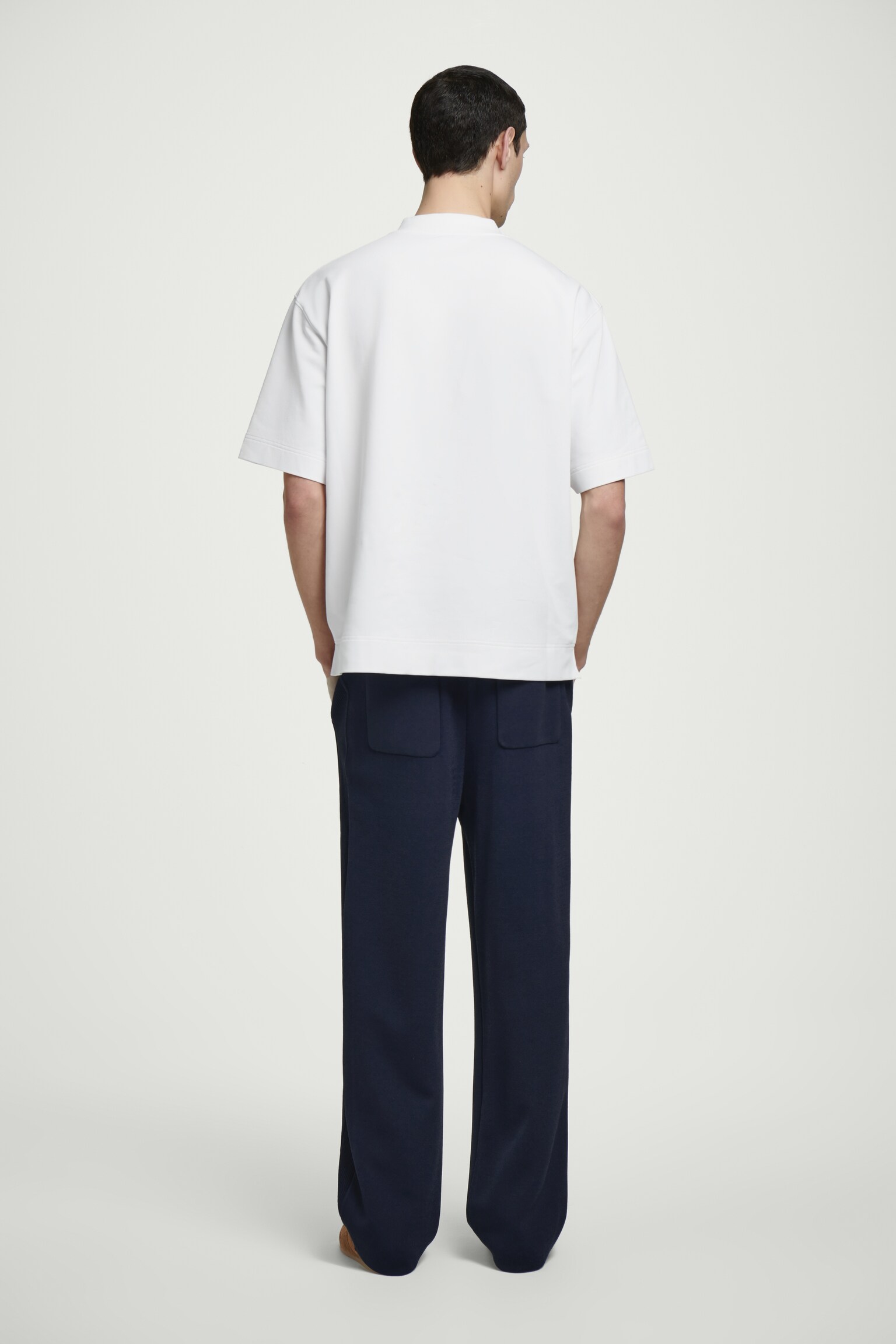 T-SHIRT IN COTONE CON MEZZA CERNIERA - BIANCO - 5