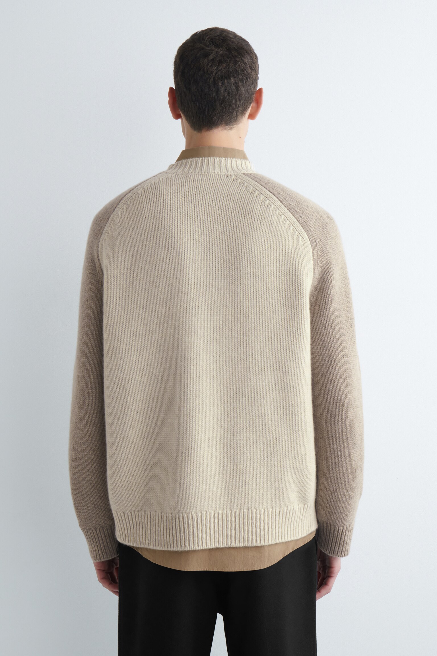 COLOUR-BLOCK CASHMERE JUMPER - BEIGE / TAUPE - 6