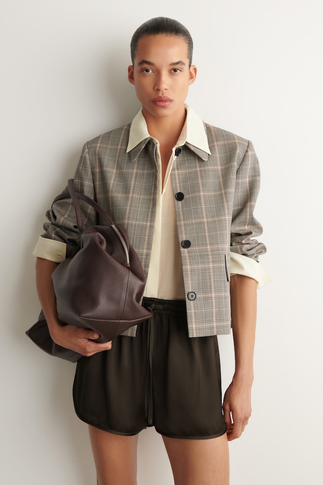 CHECKED WOOL JACKET — BEIGE / CHECKED