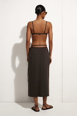 SARONG WRAP SKIRT — DARK BROWN 3