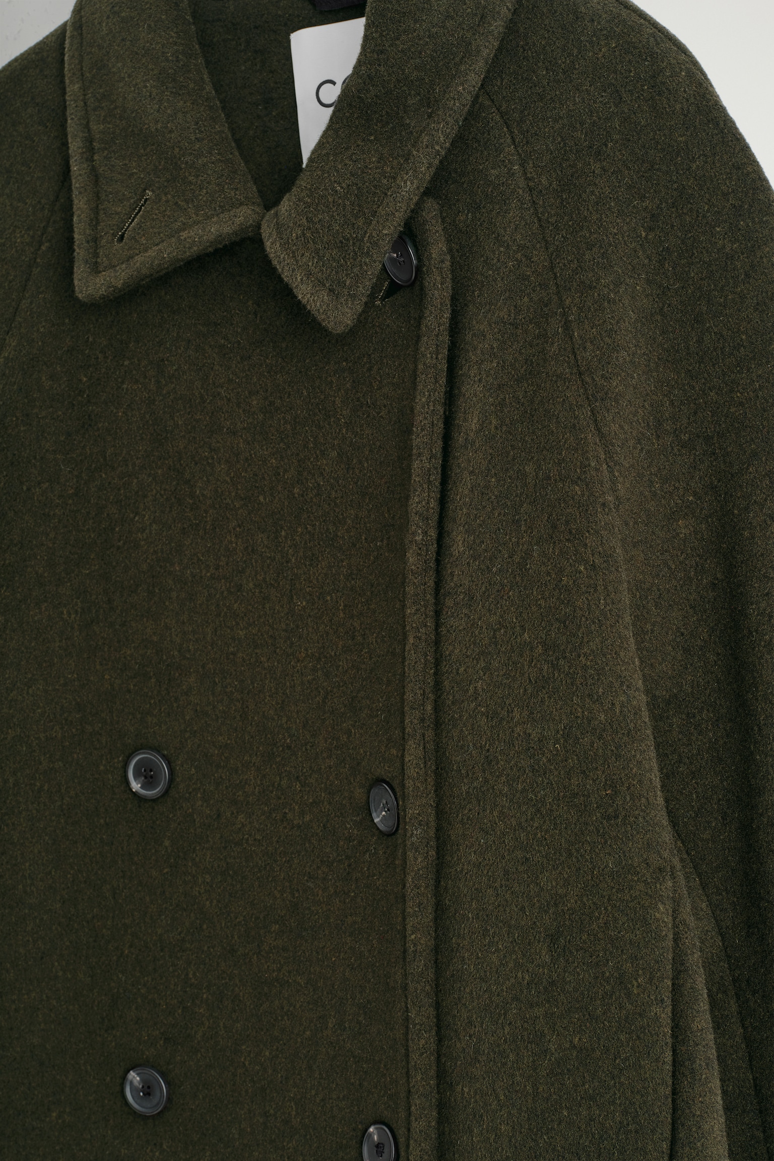 OVERSIZED DOUBLE-BREASTED WOOL COAT - DARK GREEN - 3