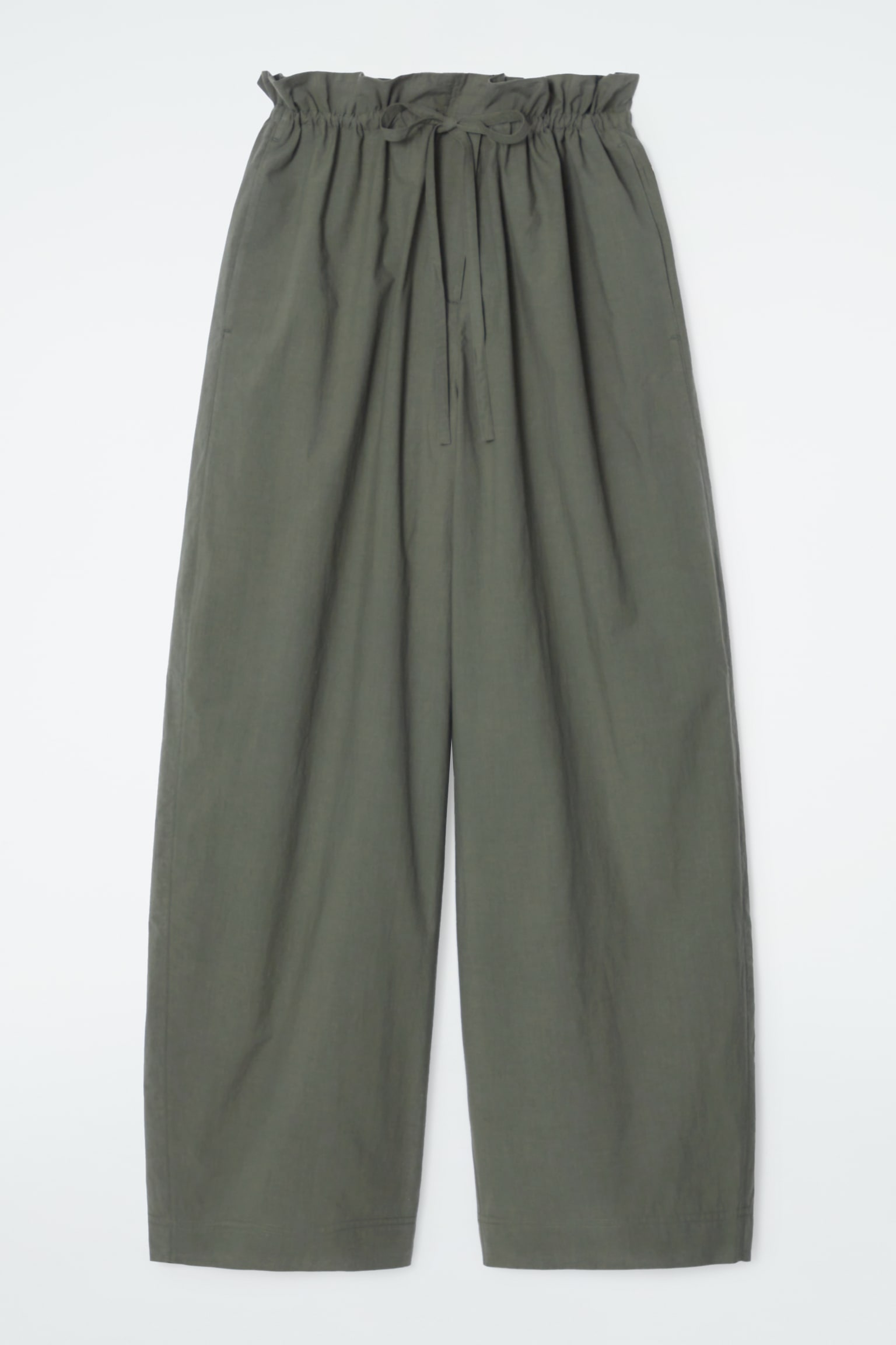 PAPERBAG BARREL-LEG TROUSERS - KHAKI