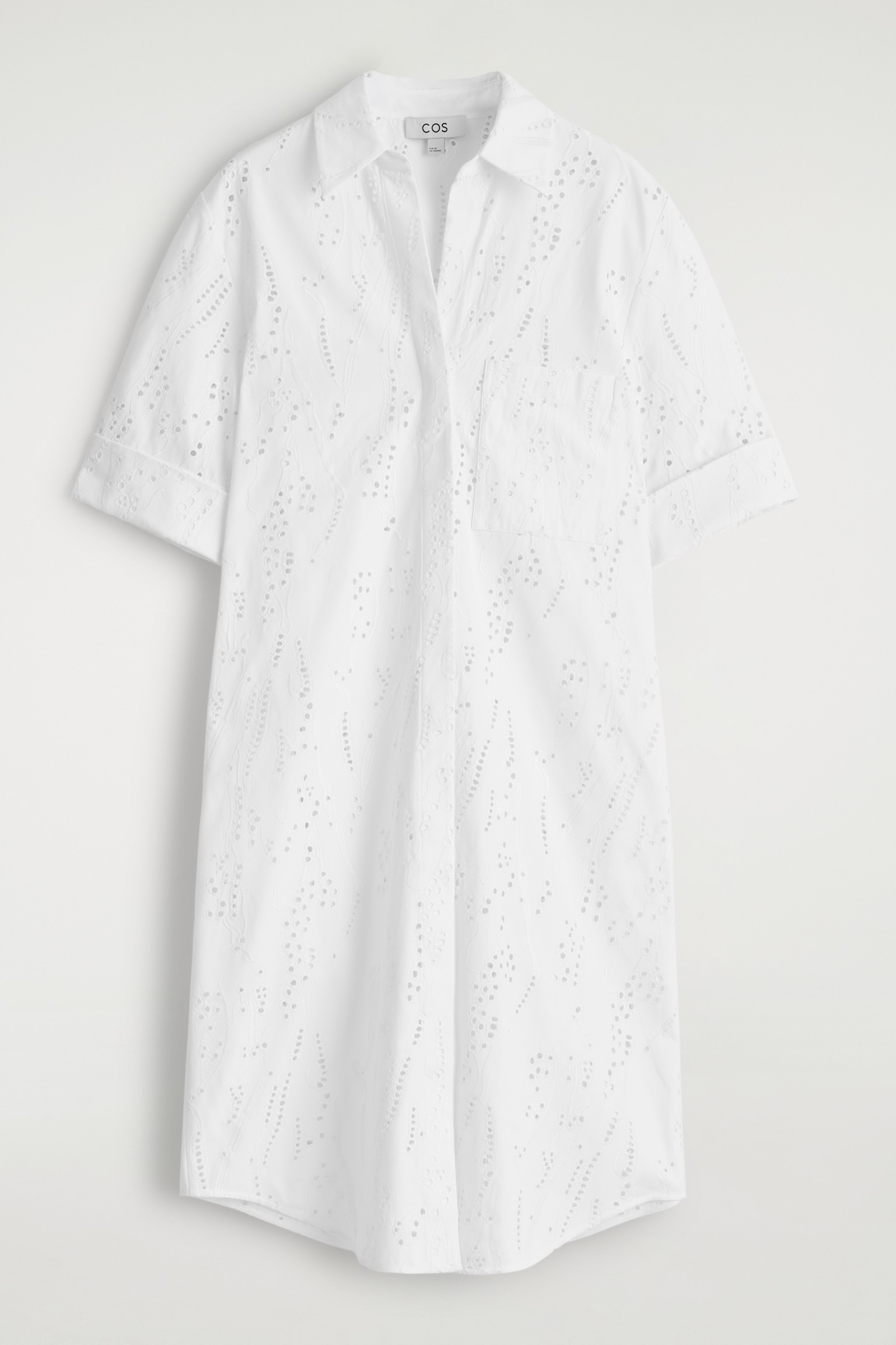 VESTIDO CAMISERO DE BORDADO INGLÉS - BLANCO - 2