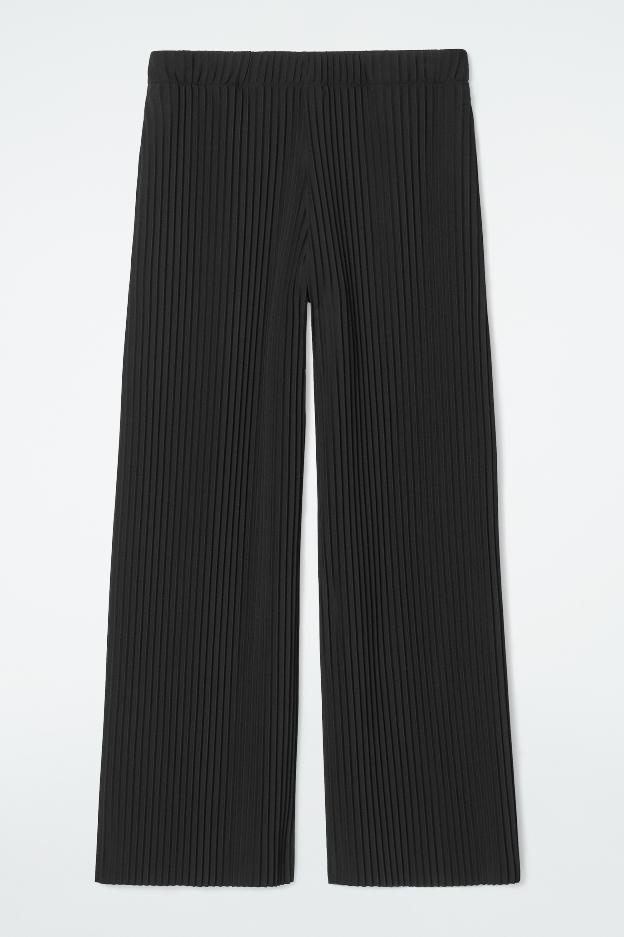 PLISSÉ WIDE-LEG TROUSERS - BLACK