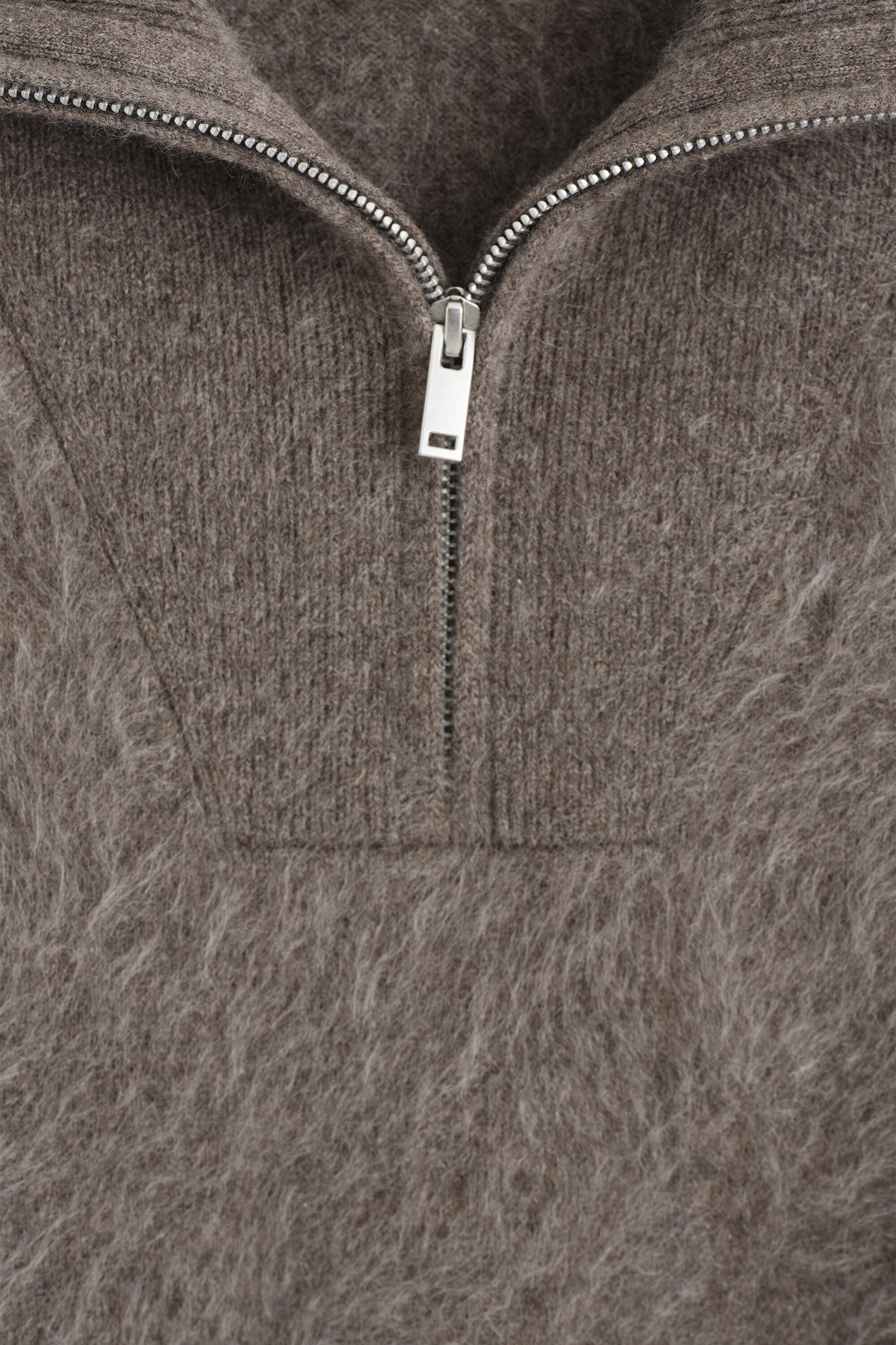 BRUSHED-CASHMERE ZIP-UP SWEATER - BROWN | COS US