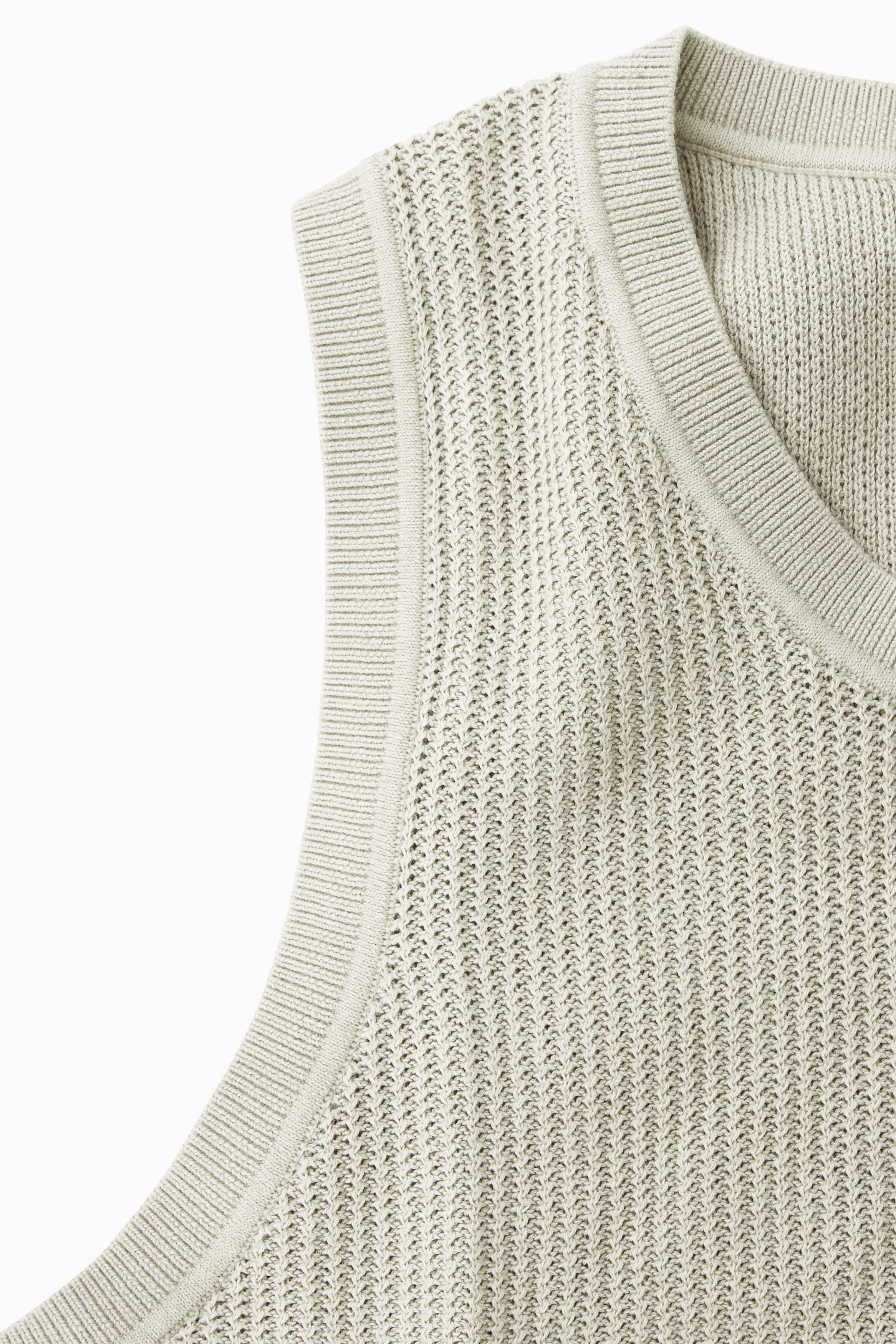 RELAXED TEXTURED-KNIT COTTON VEST - STONE | COS