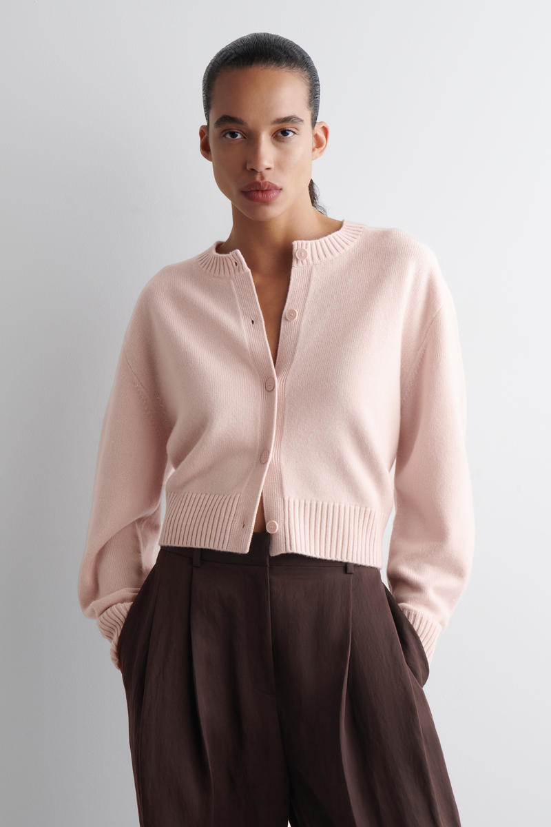 Cos Merino Wool Cardigan In Pink