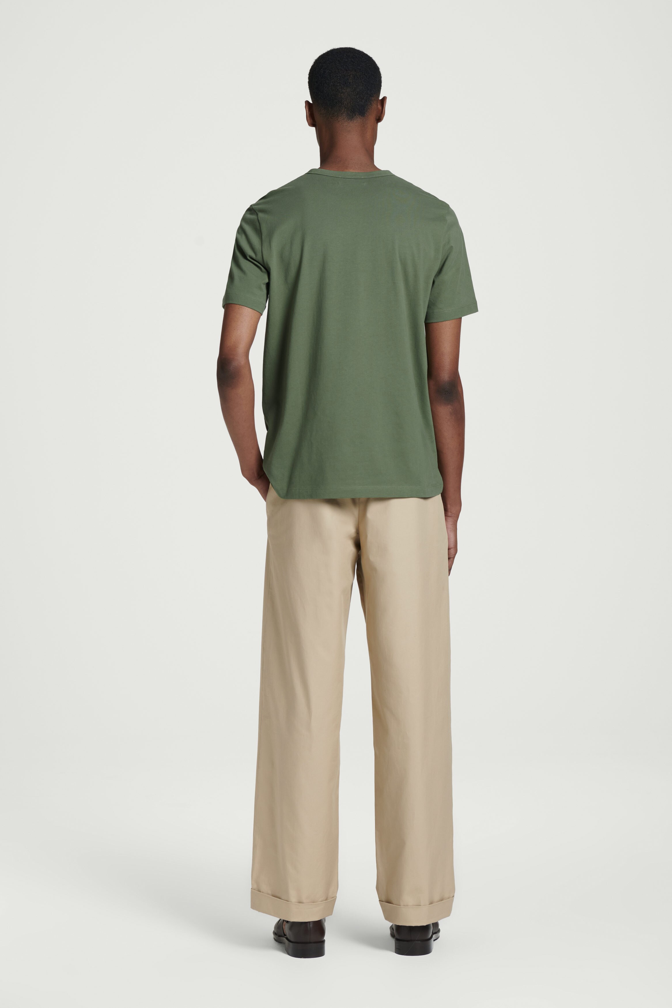 REGULAR BRUSHED-COTTON T-SHIRT - KHAKI | COS