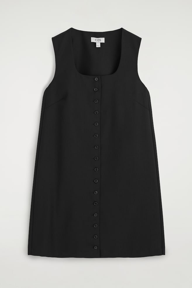 VESTIDO CORTO TWILL LANA ABOTONADO - NEGRO - 1