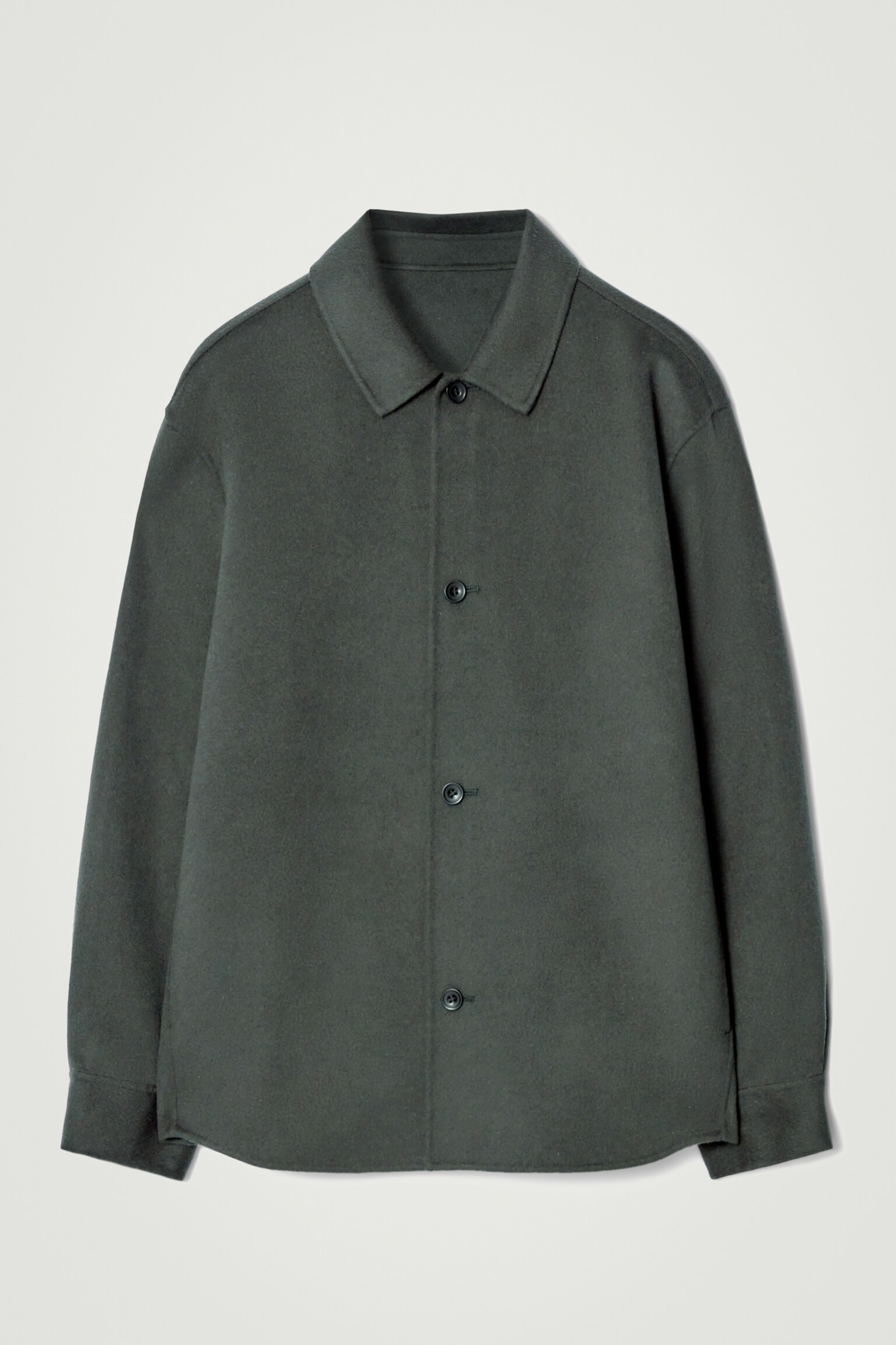 DOUBLE-FACED WOOL OVERSHIRT - DARK GREEN