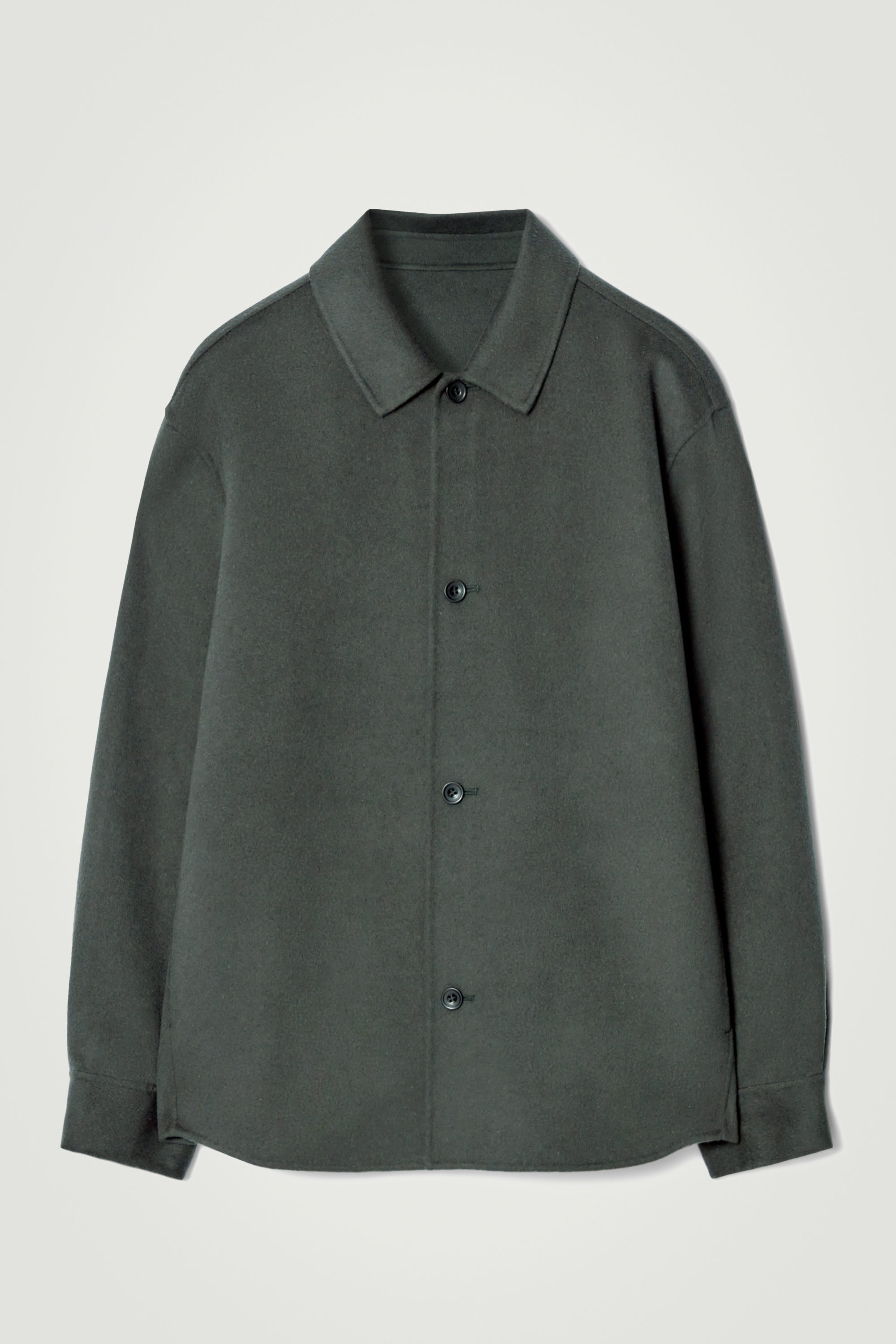 DOUBLE-FACED WOOL OVERSHIRT - DARK GREEN | COS