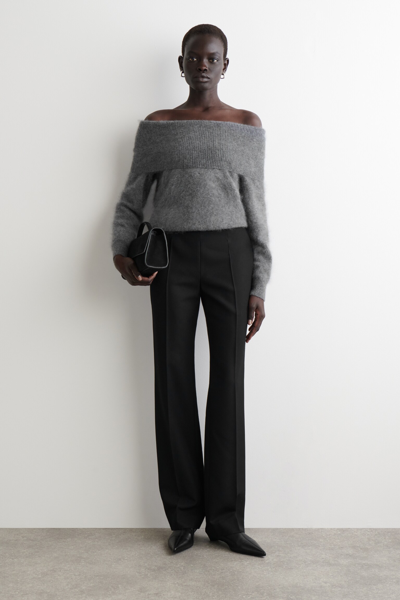 OFF-THE-SHOULDER MERINO WOOL JUMPER - GREY - 4